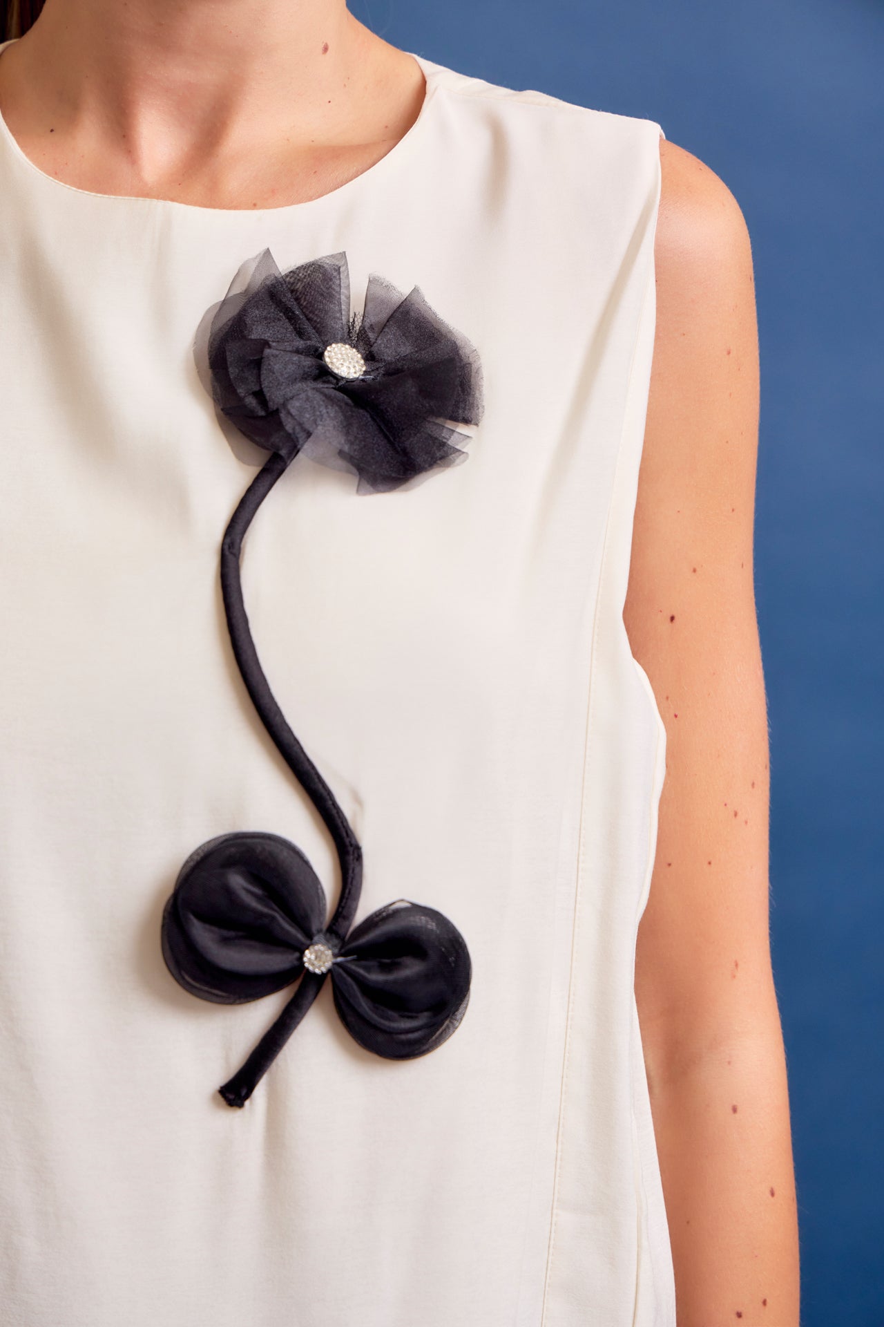 Helen Woven Sleeveless Dress with Trim