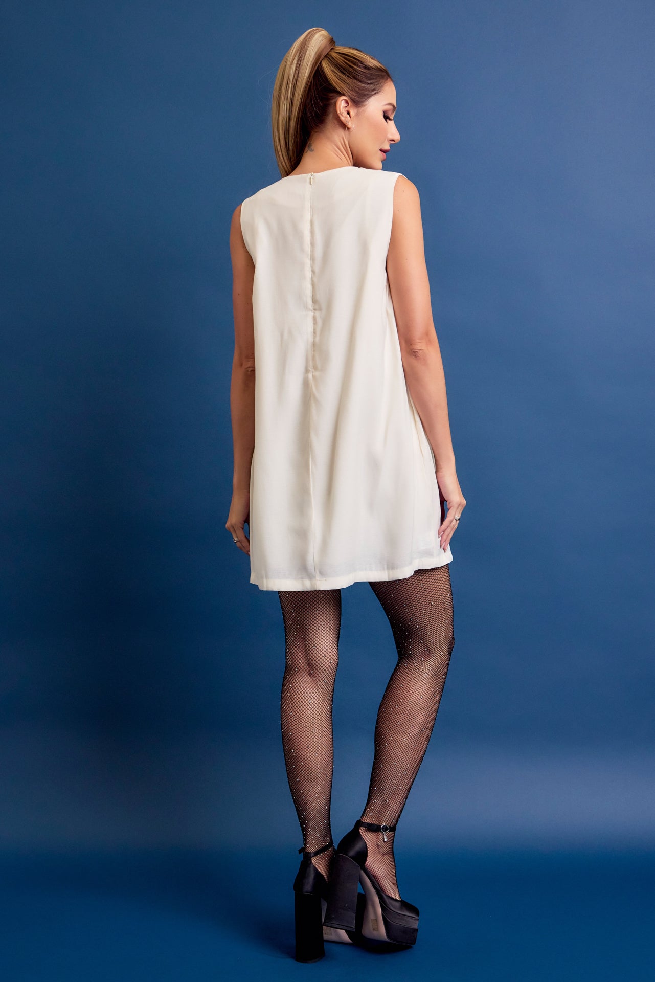Helen Woven Sleeveless Dress with Trim