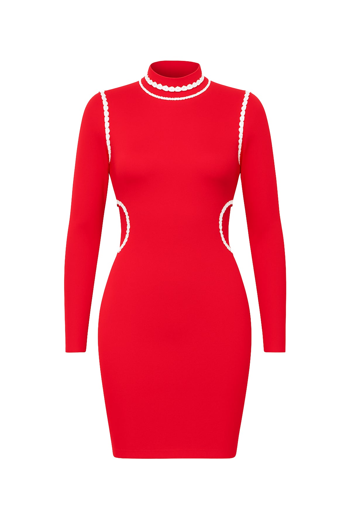 Elegant Mock & Pearls Bodycon Dress