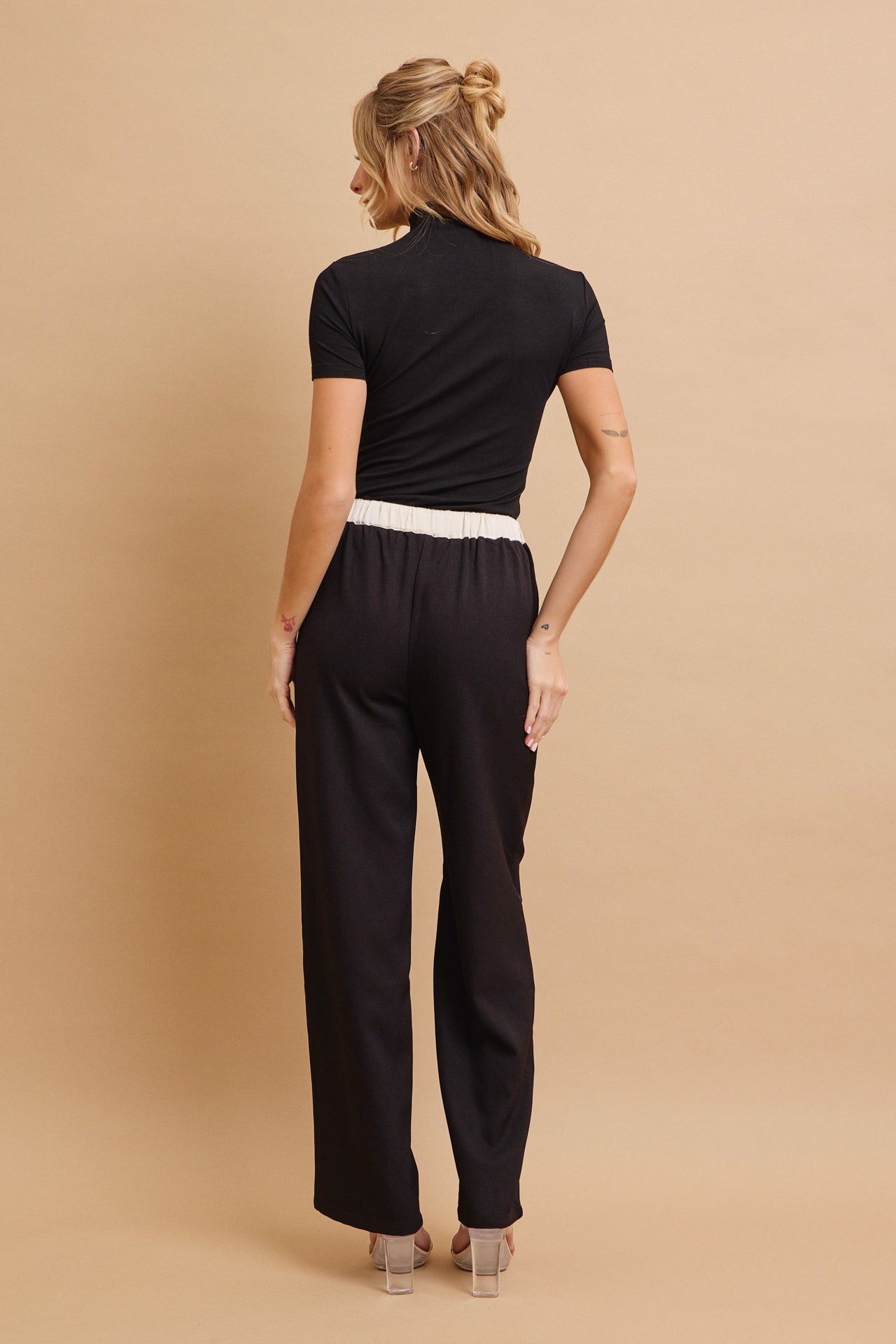 Zinnia Woven Pants with Contrast Waist Band and Drawstring