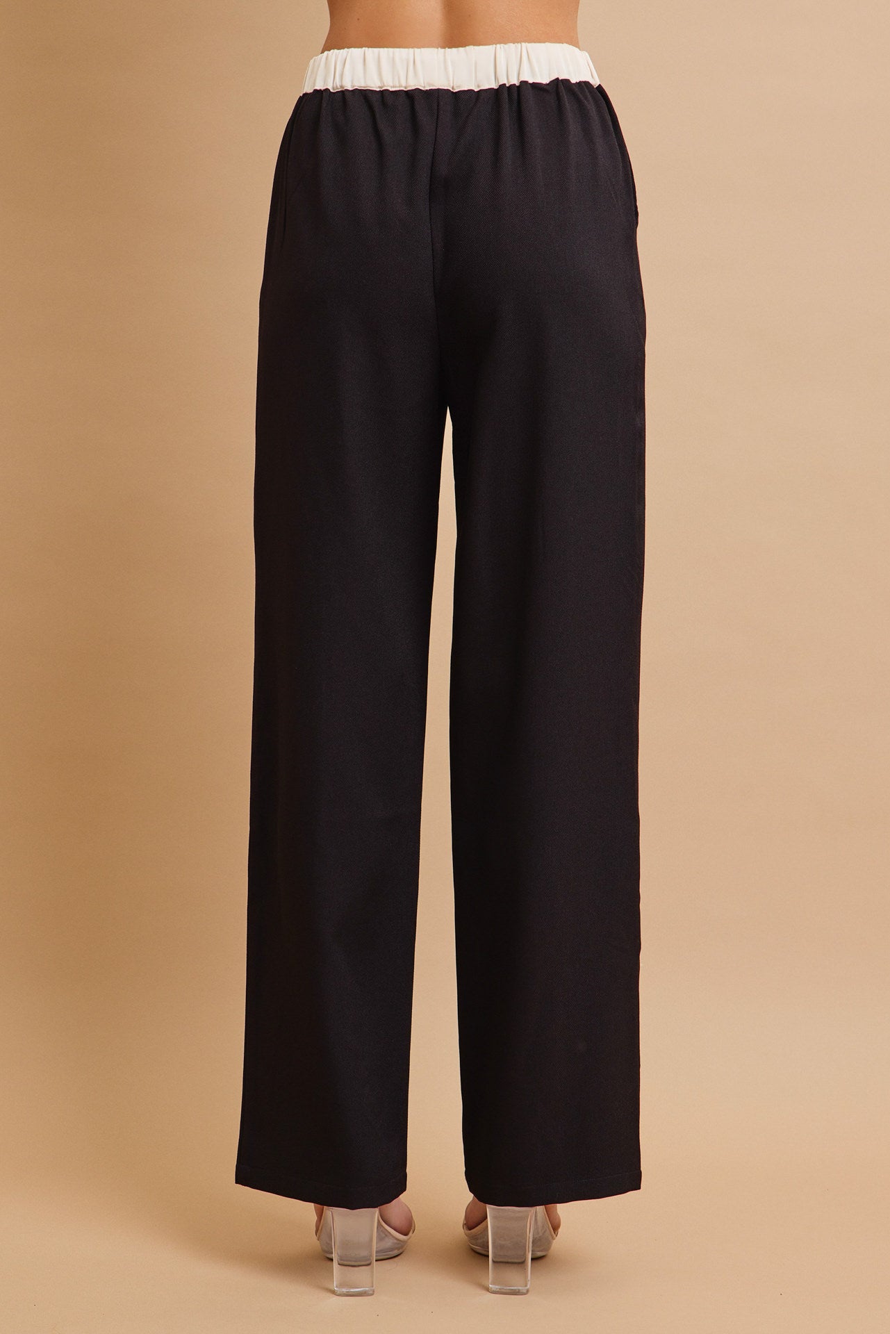 Zinnia Woven Pants with Contrast Waist Band and Drawstring