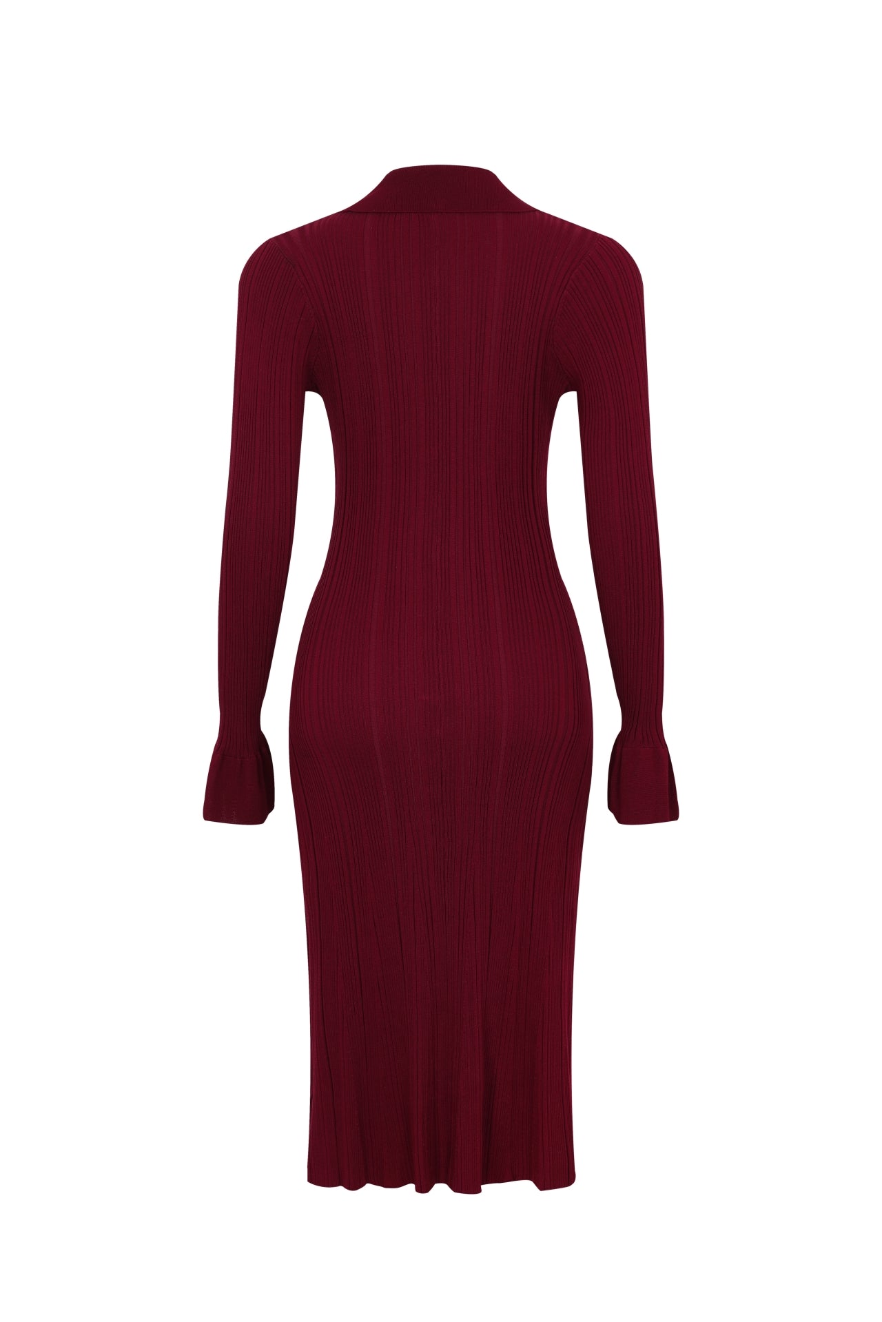 Cecilia Variegated Rib Knit Long Sleeve Collar Midi Dress