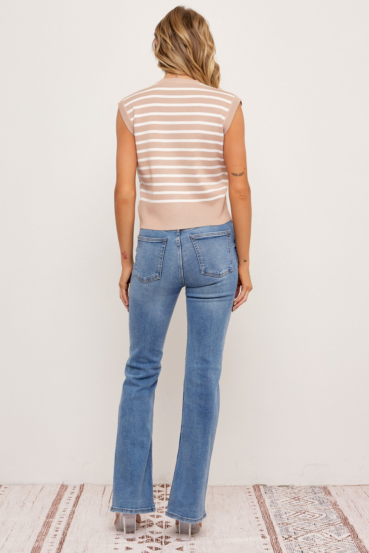 Liora Knit Stripe Round Neck Vest Top