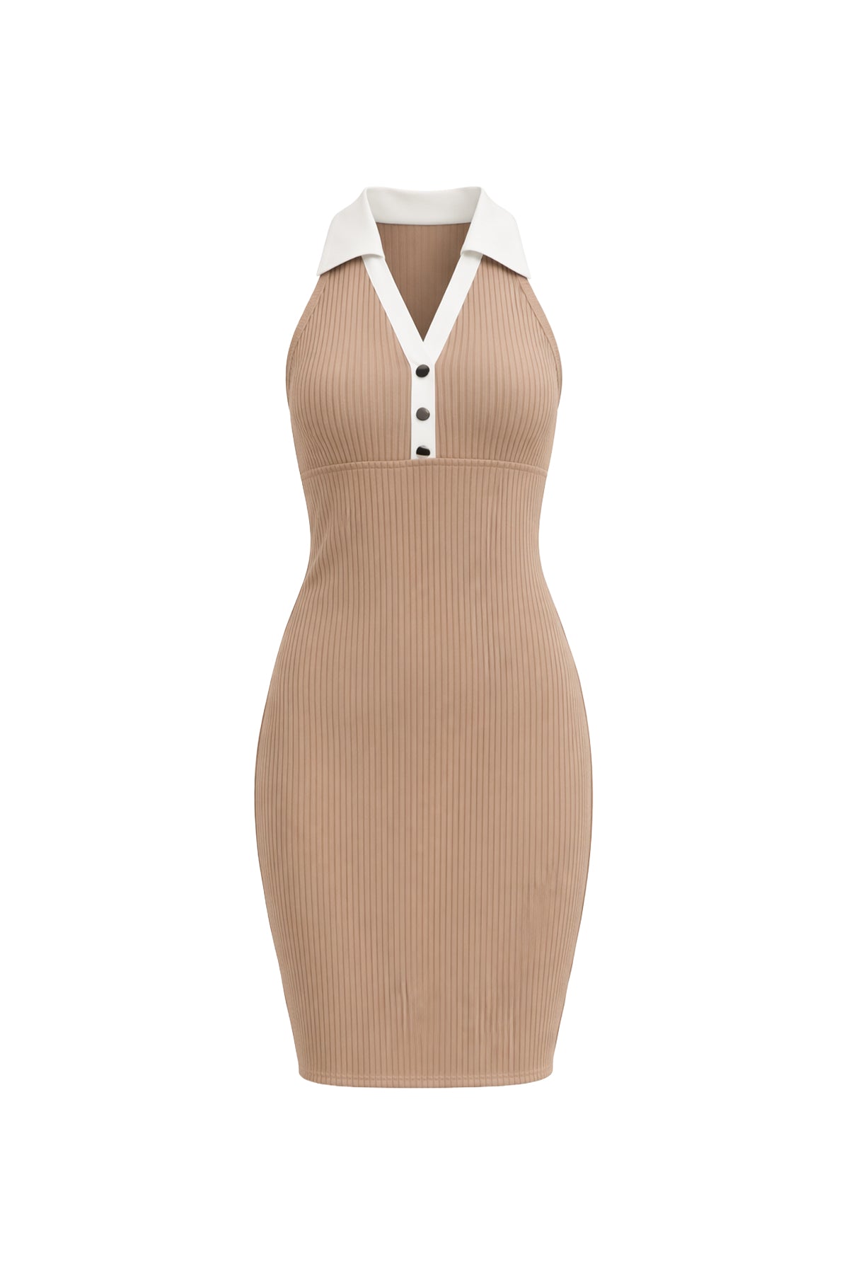 Sculpted Elegance Collared Halter Dress