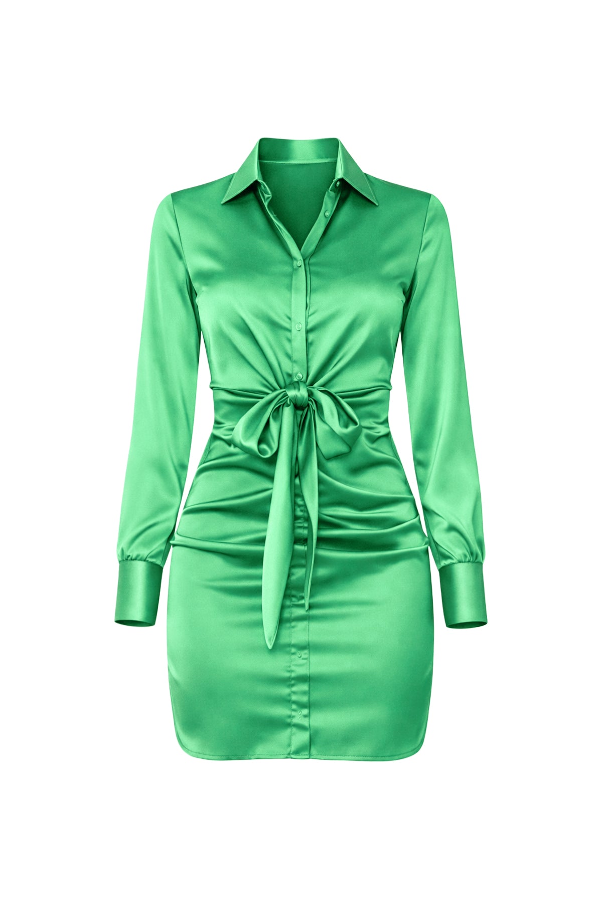 Solid Satin Front Tie Dress