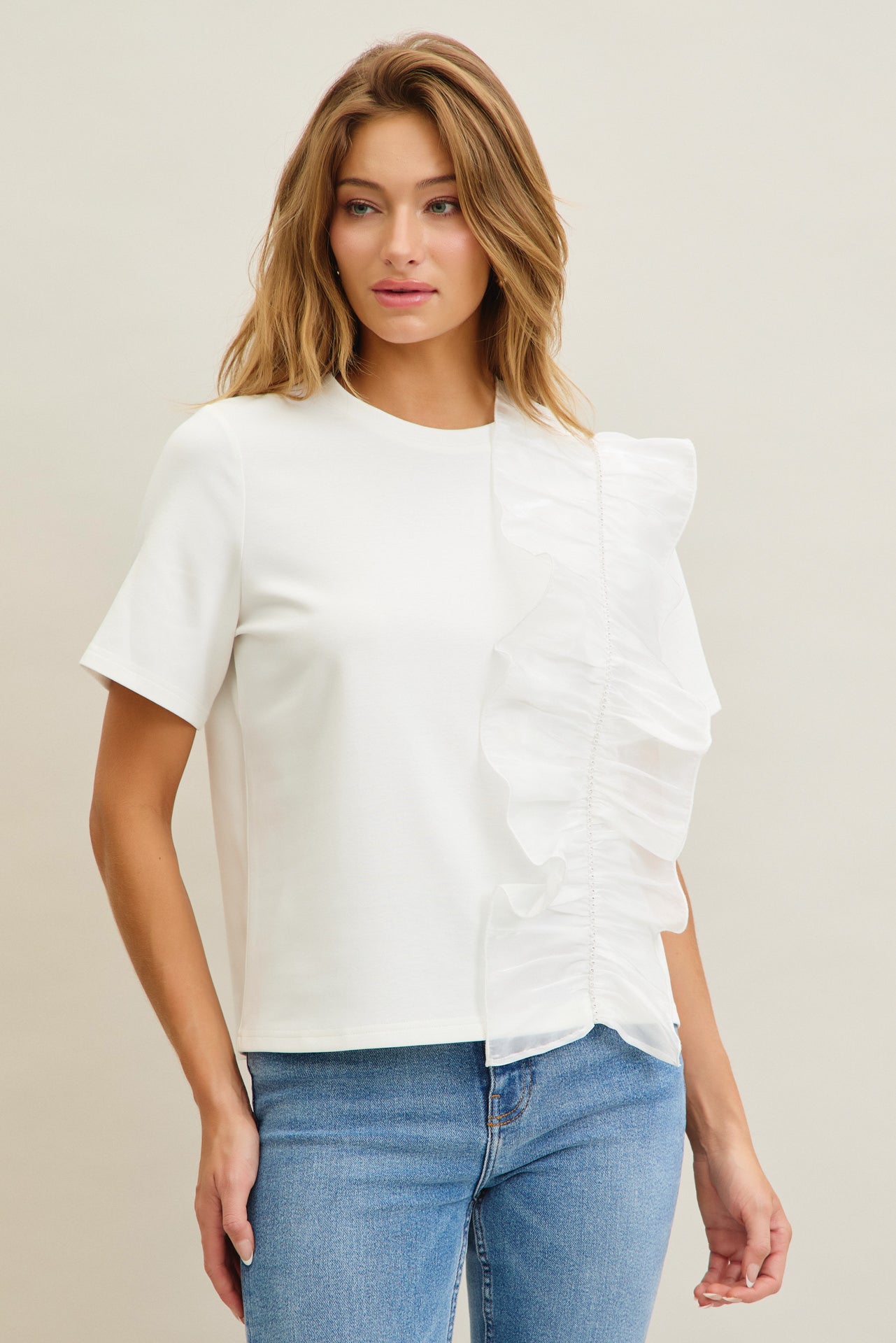 Ruffle Bloom Short Sleeve Top