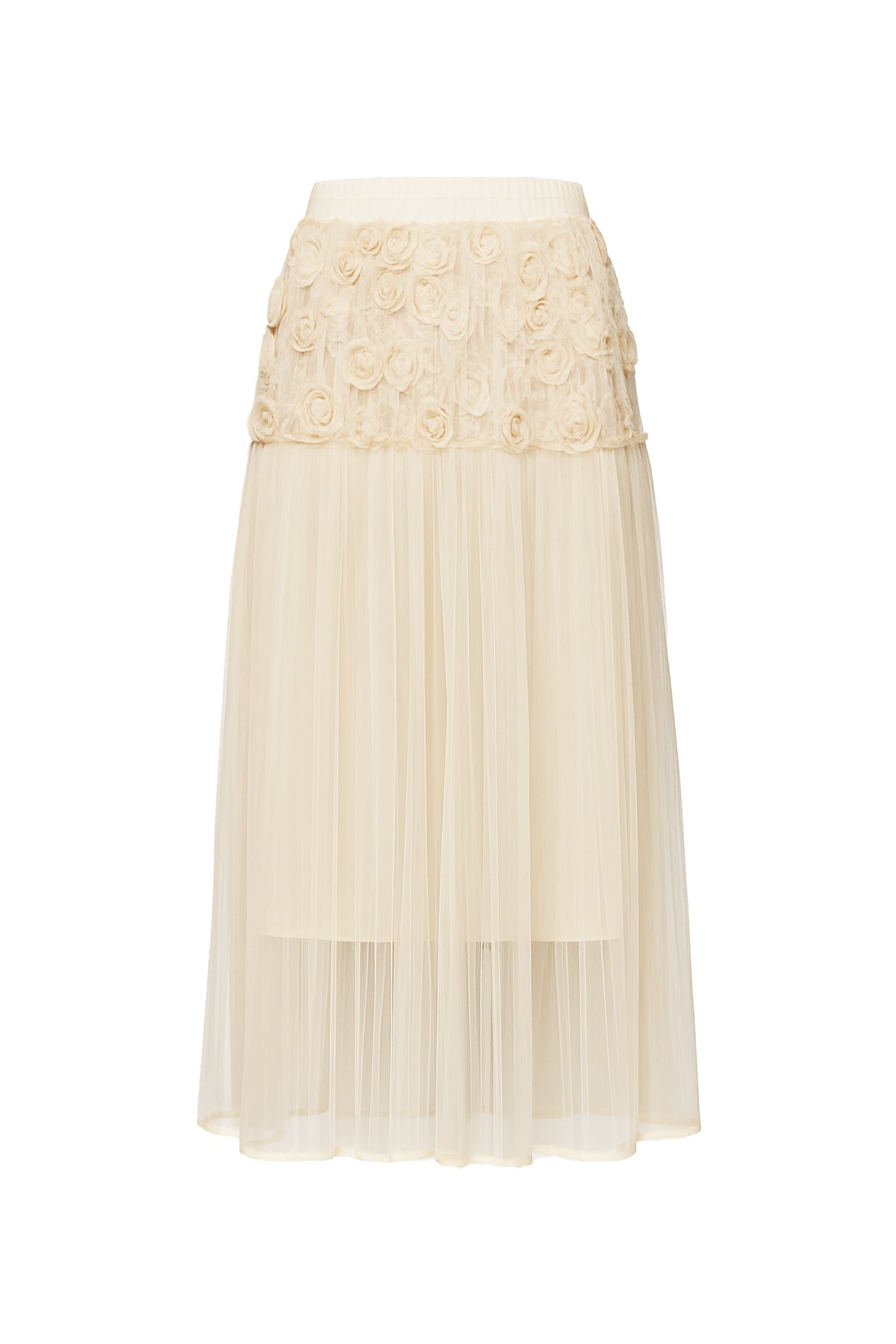 Blooming Flowers Mesh Detail Skirt