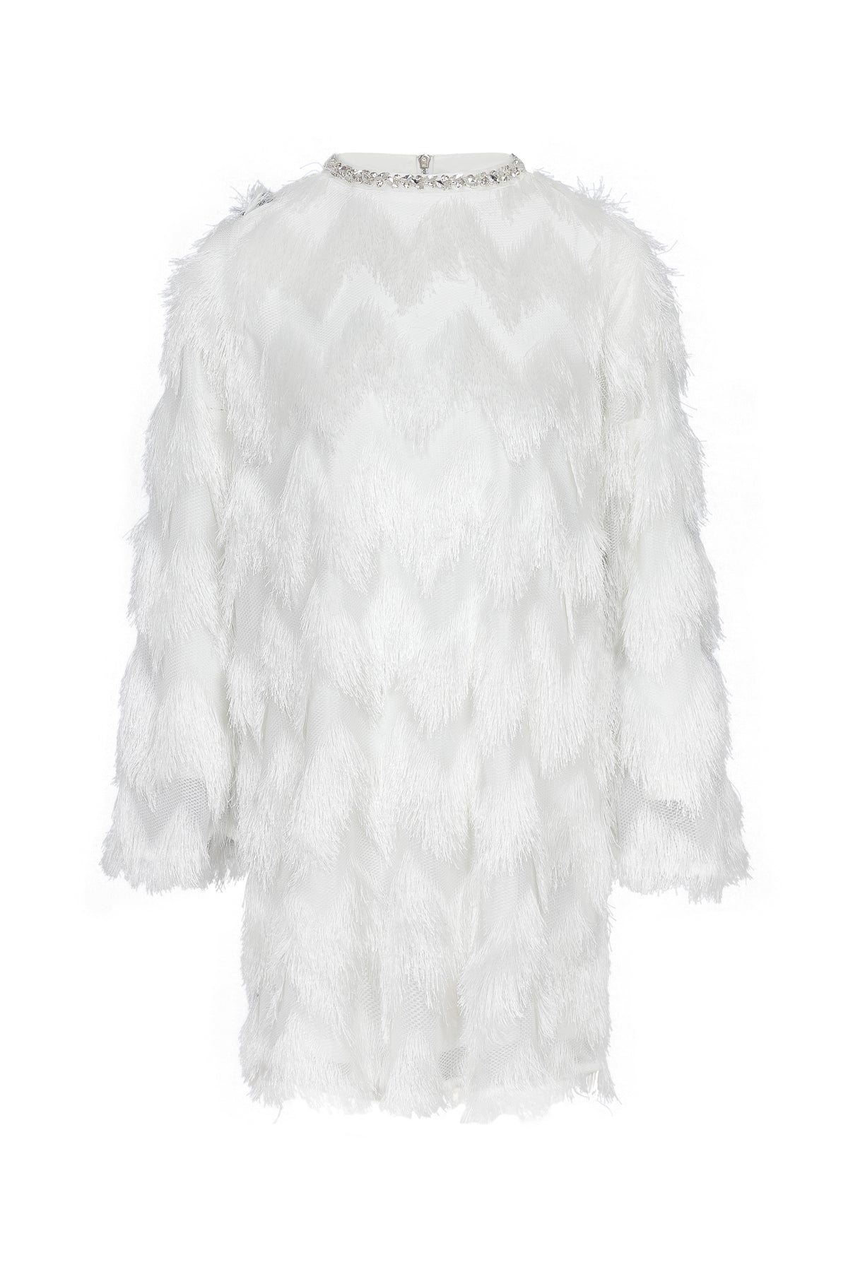 Lace Long Sleeve Dress with Zigzag Pattern