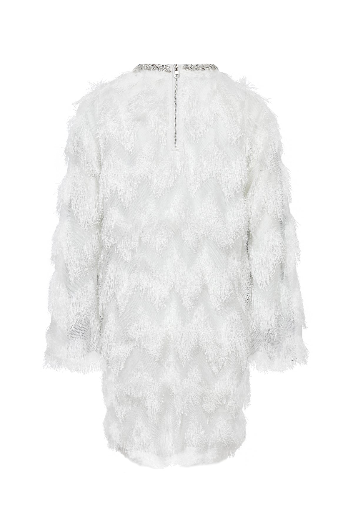 Lace Long Sleeve Dress with Zigzag Pattern