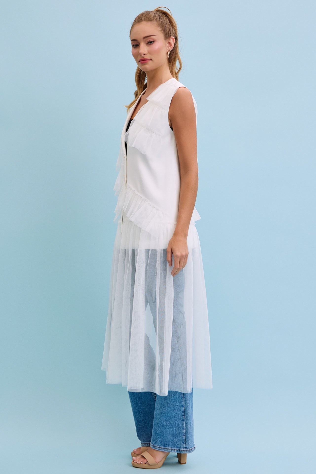 Ethereal Mesh Layers Jacket Dress