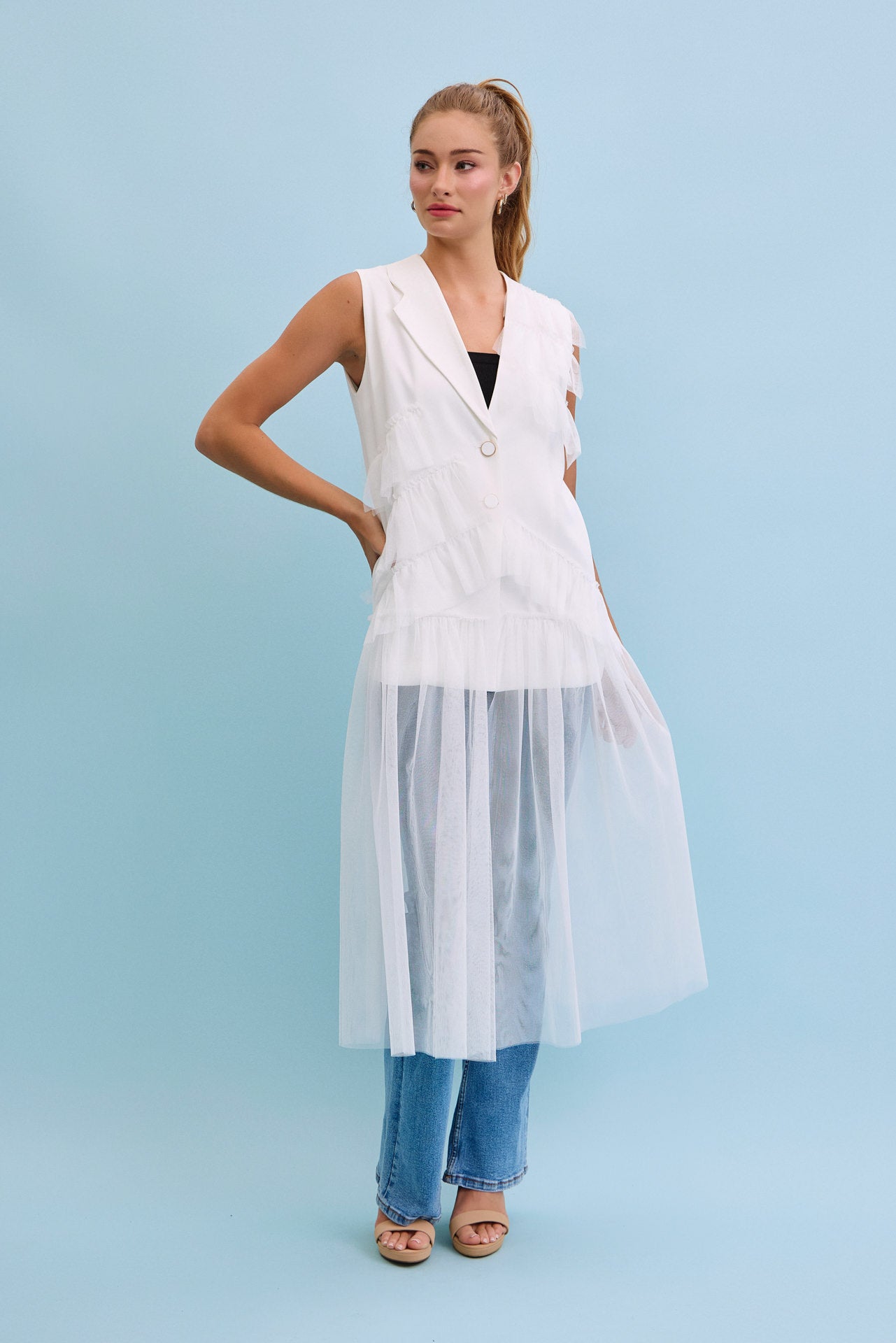 Ethereal Mesh Layers Jacket Dress
