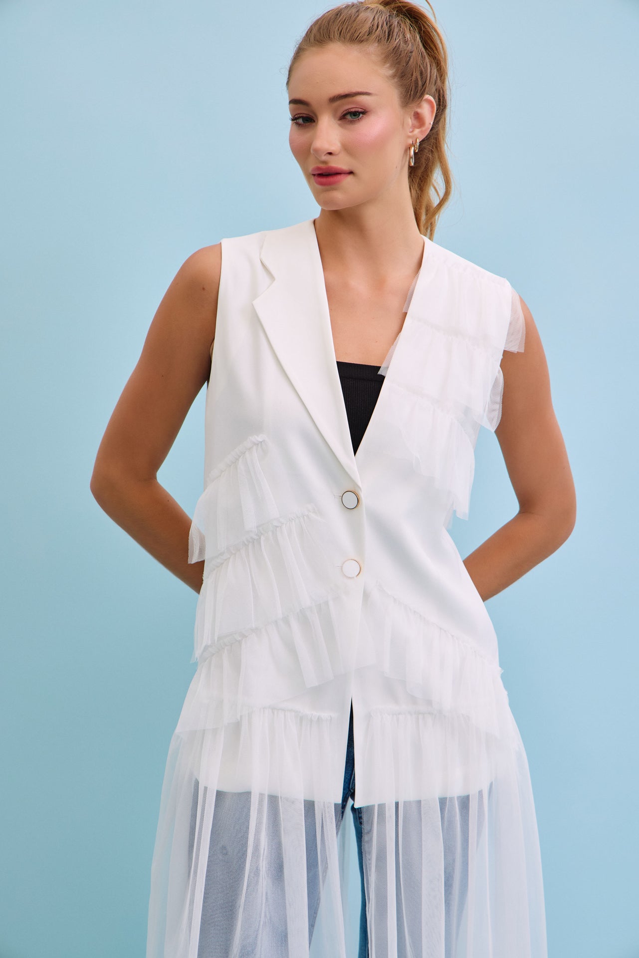 Ethereal Mesh Layers Jacket Dress