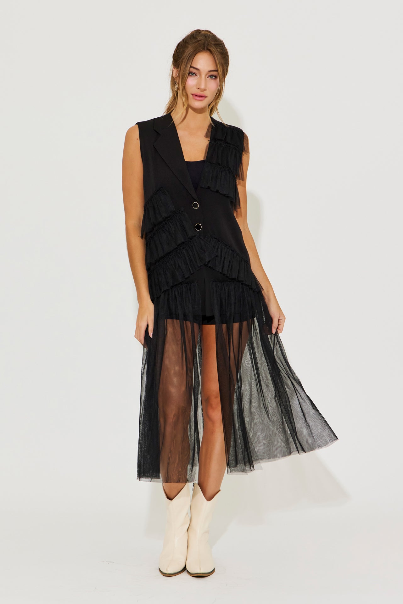 Ethereal Mesh Layers Jacket Dress