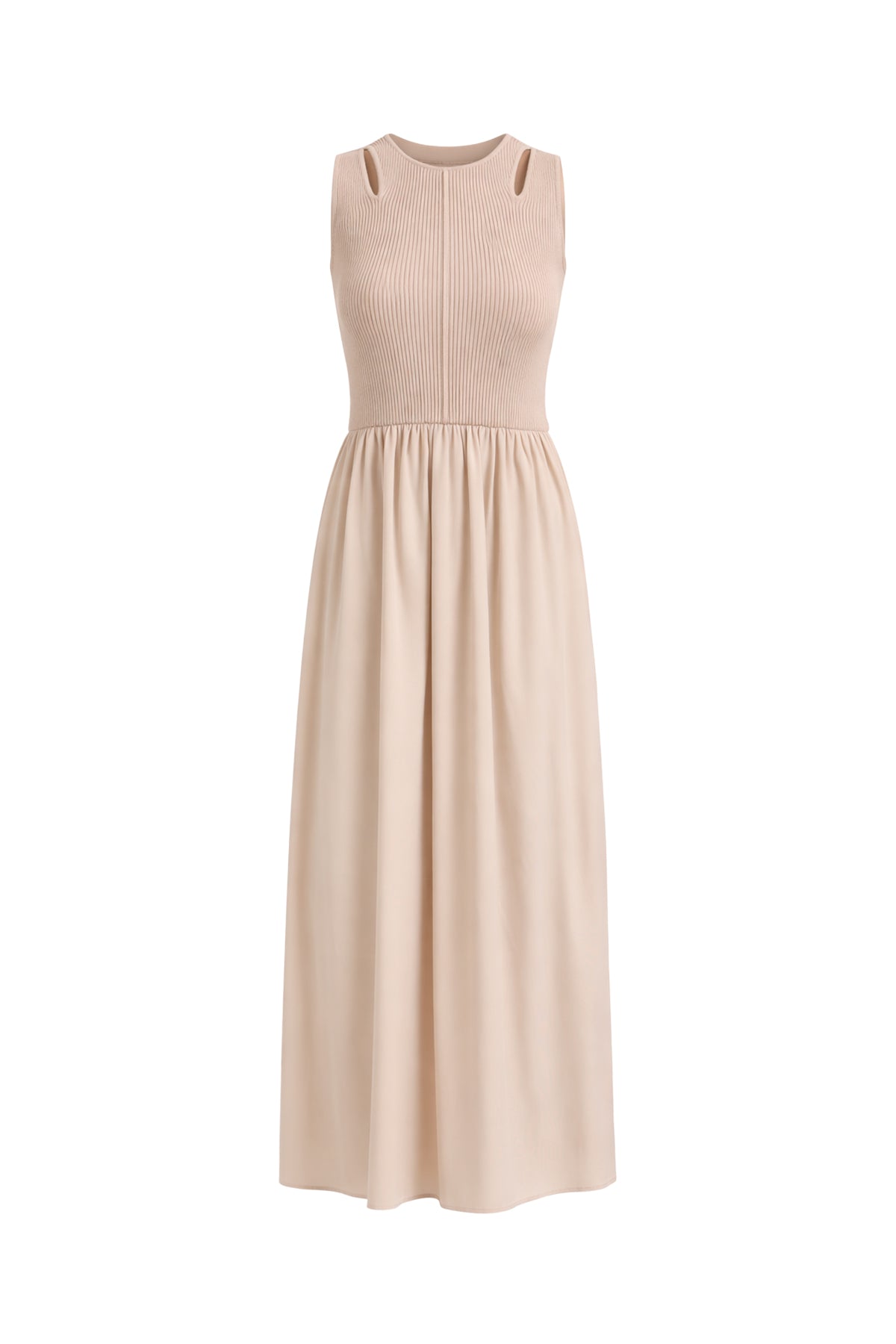 twofer midi dress Sleeveless Ribbed Poplin Twofer Midi Dress