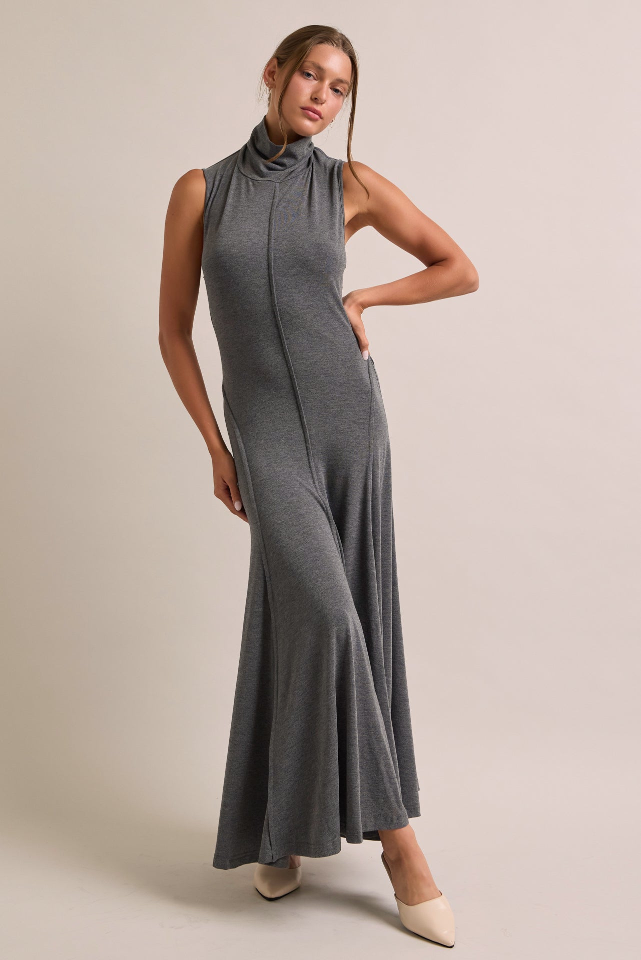 Mockneck Flowy Maxi Dress