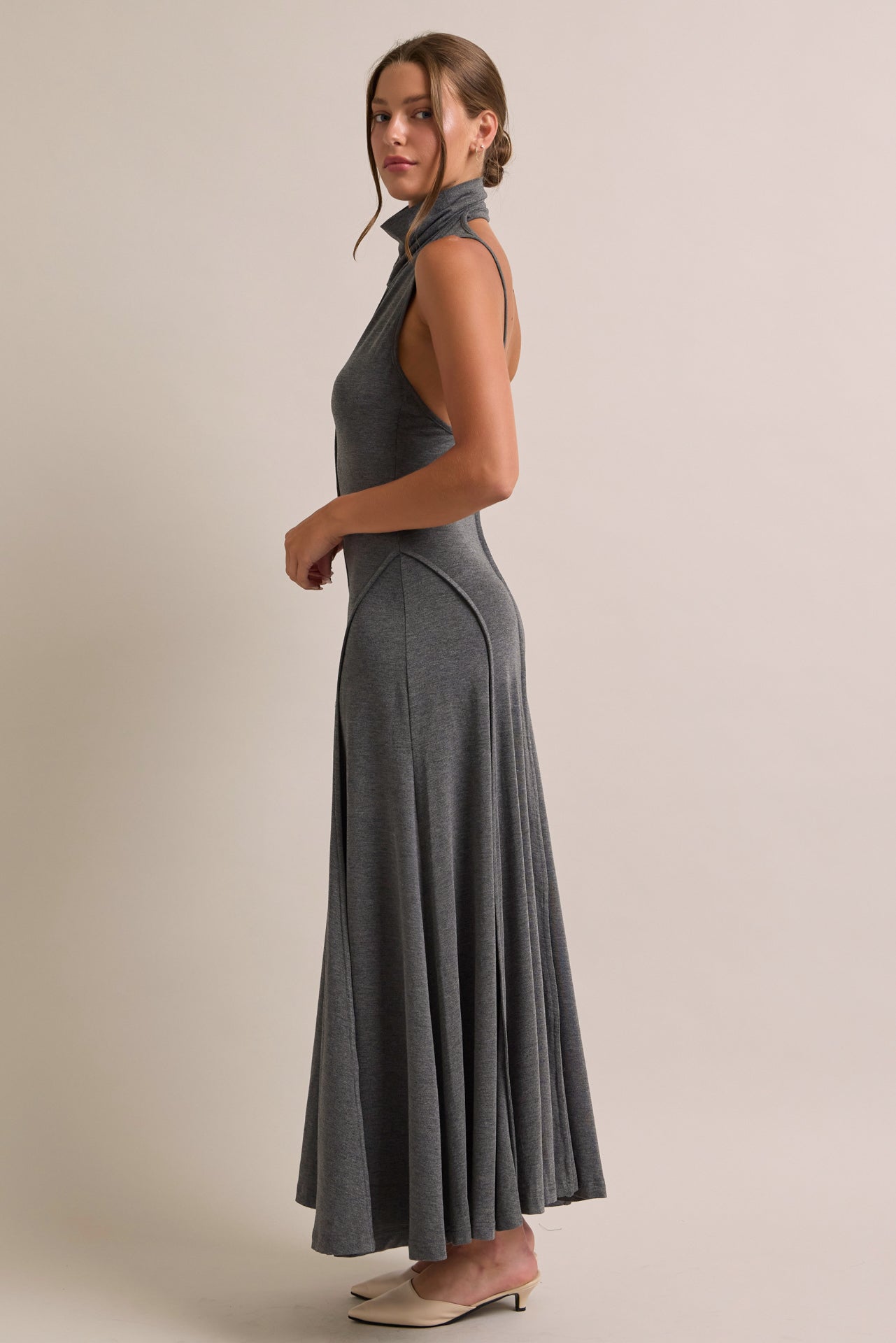 Mockneck Flowy Maxi Dress