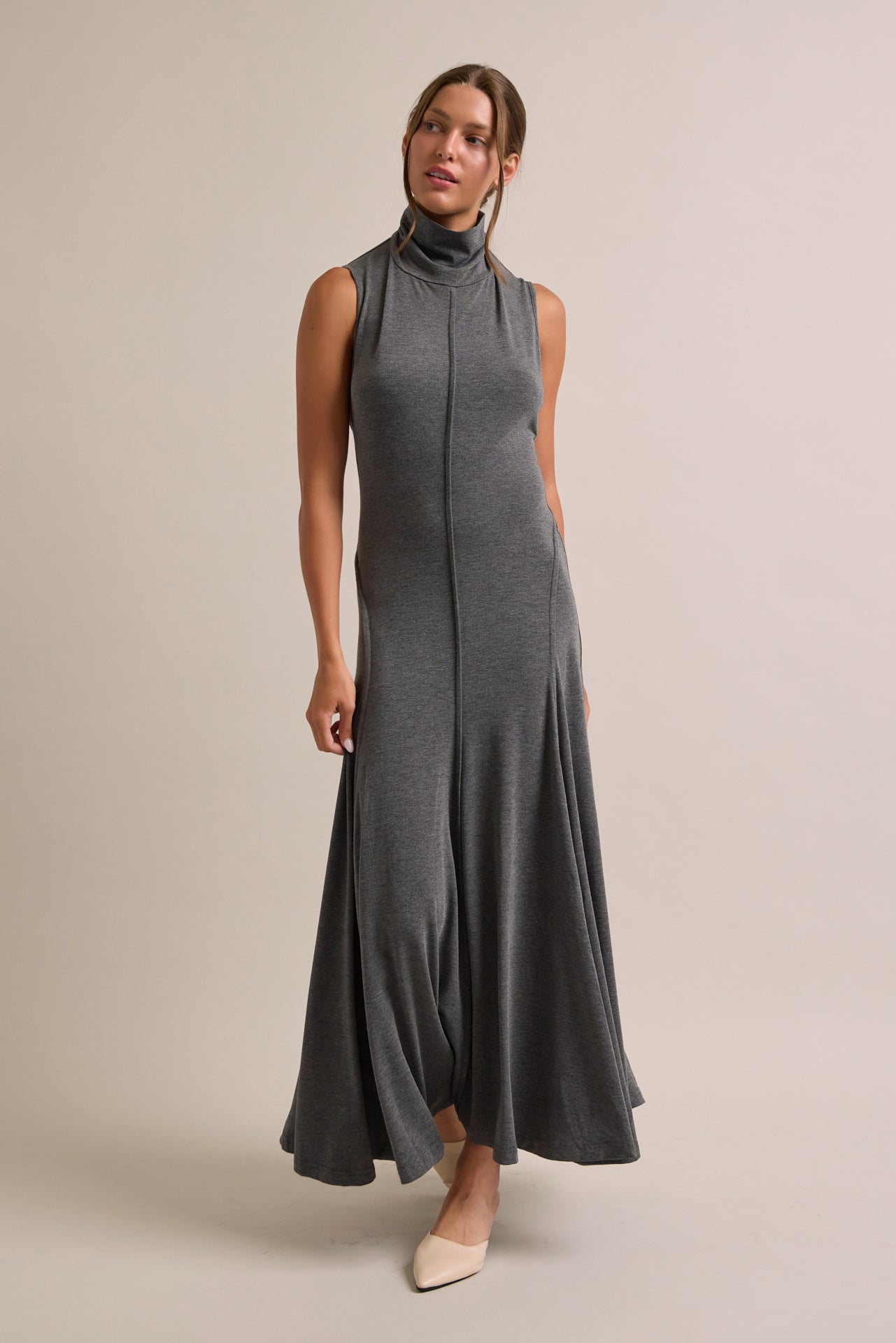 Mockneck Flowy Maxi Dress