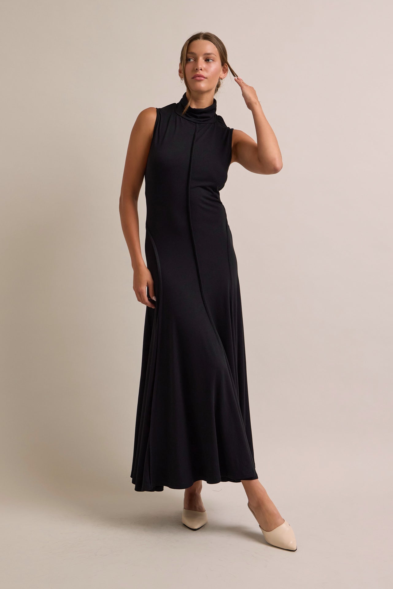Mockneck Flowy Maxi Dress
