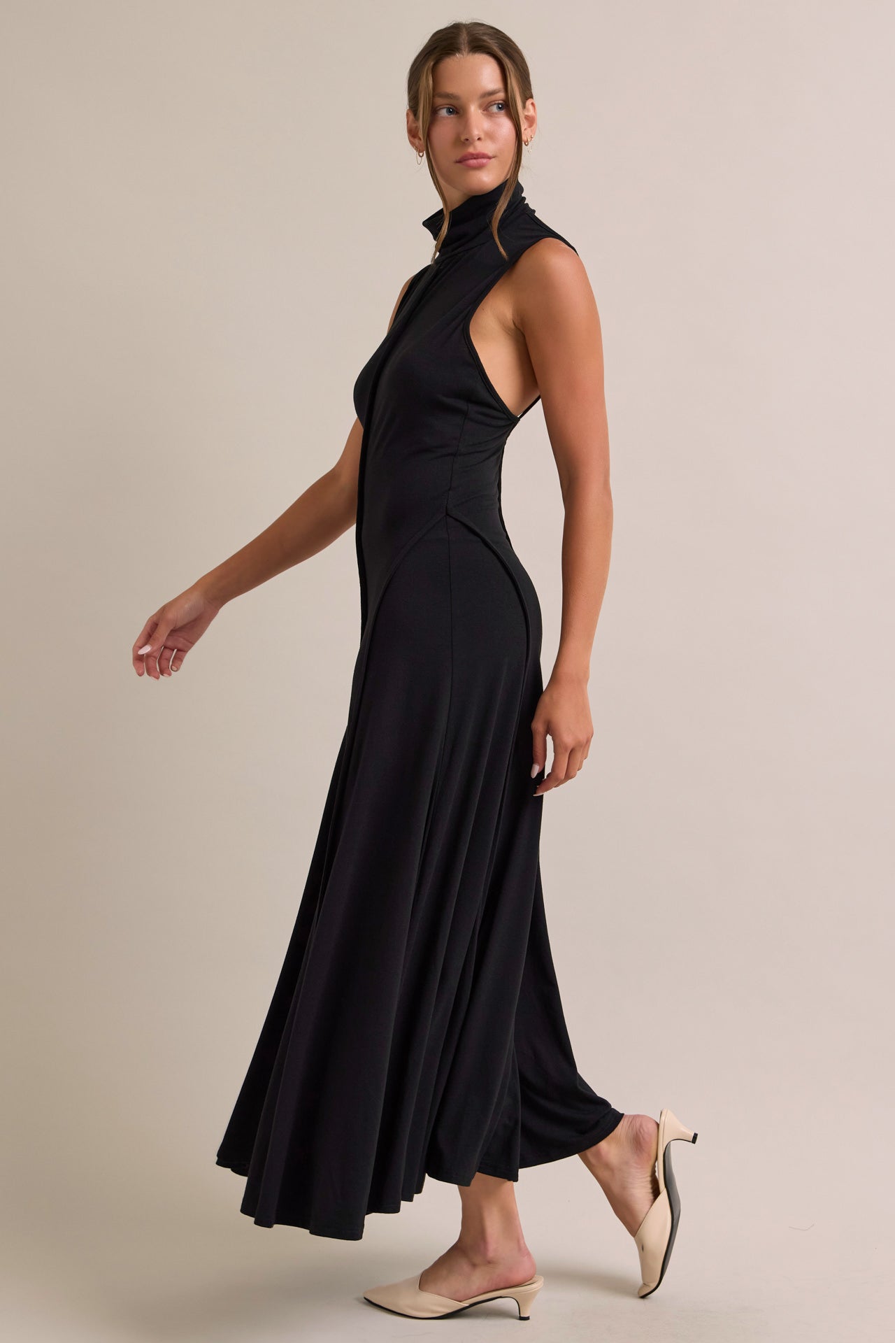 Mockneck Flowy Maxi Dress