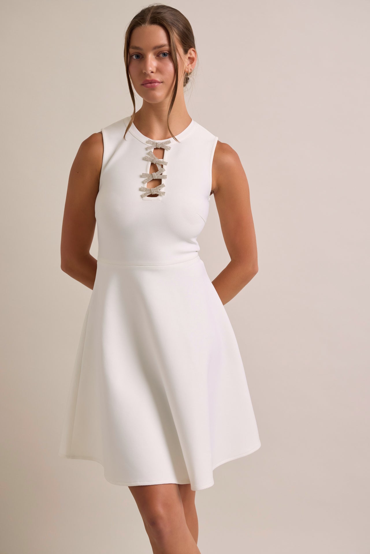 Chic, Sleek, and Always Unique Bandage Sleeveless Dress With Bows