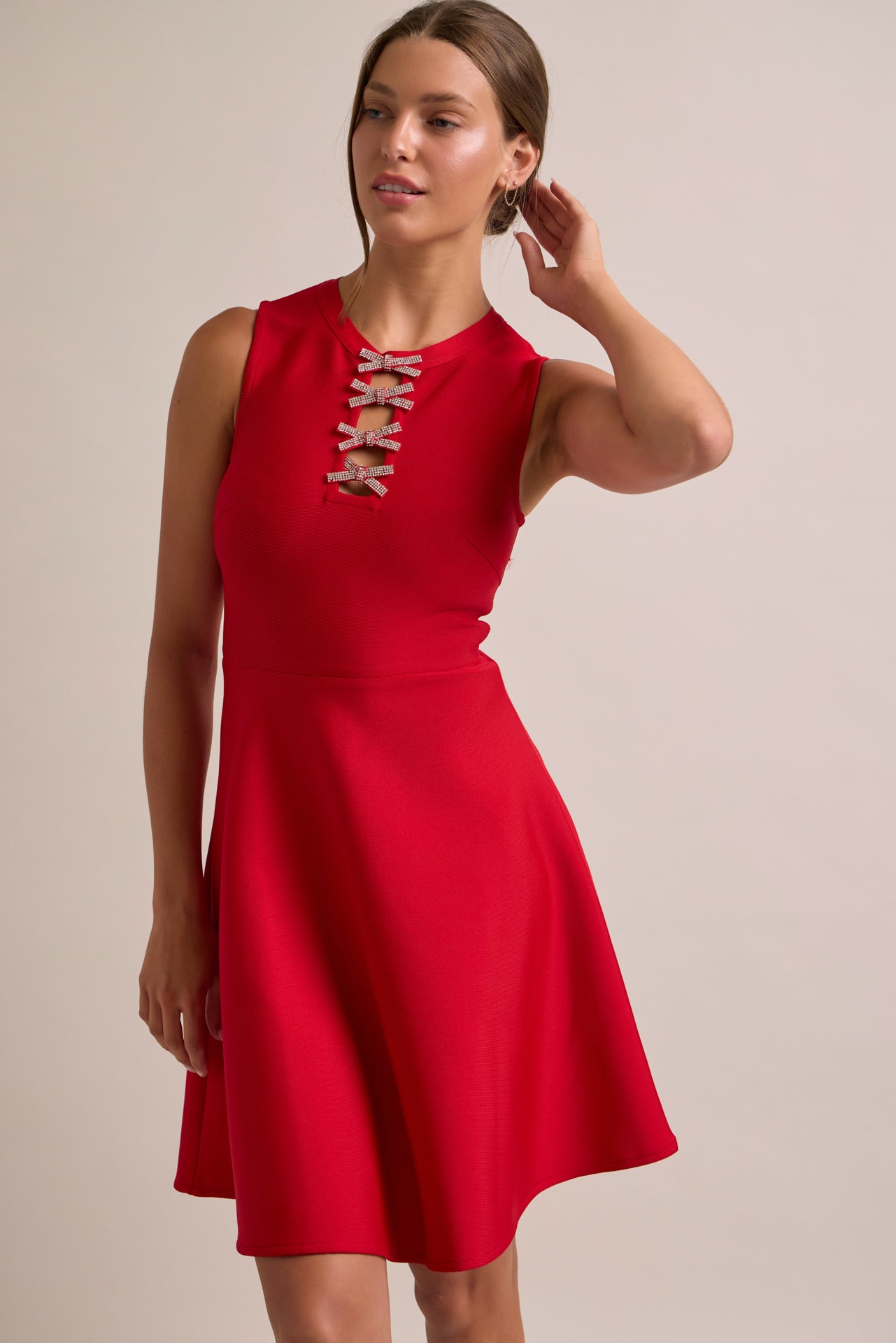 Chic, Sleek, and Always Unique Bandage Sleeveless Dress With Bows