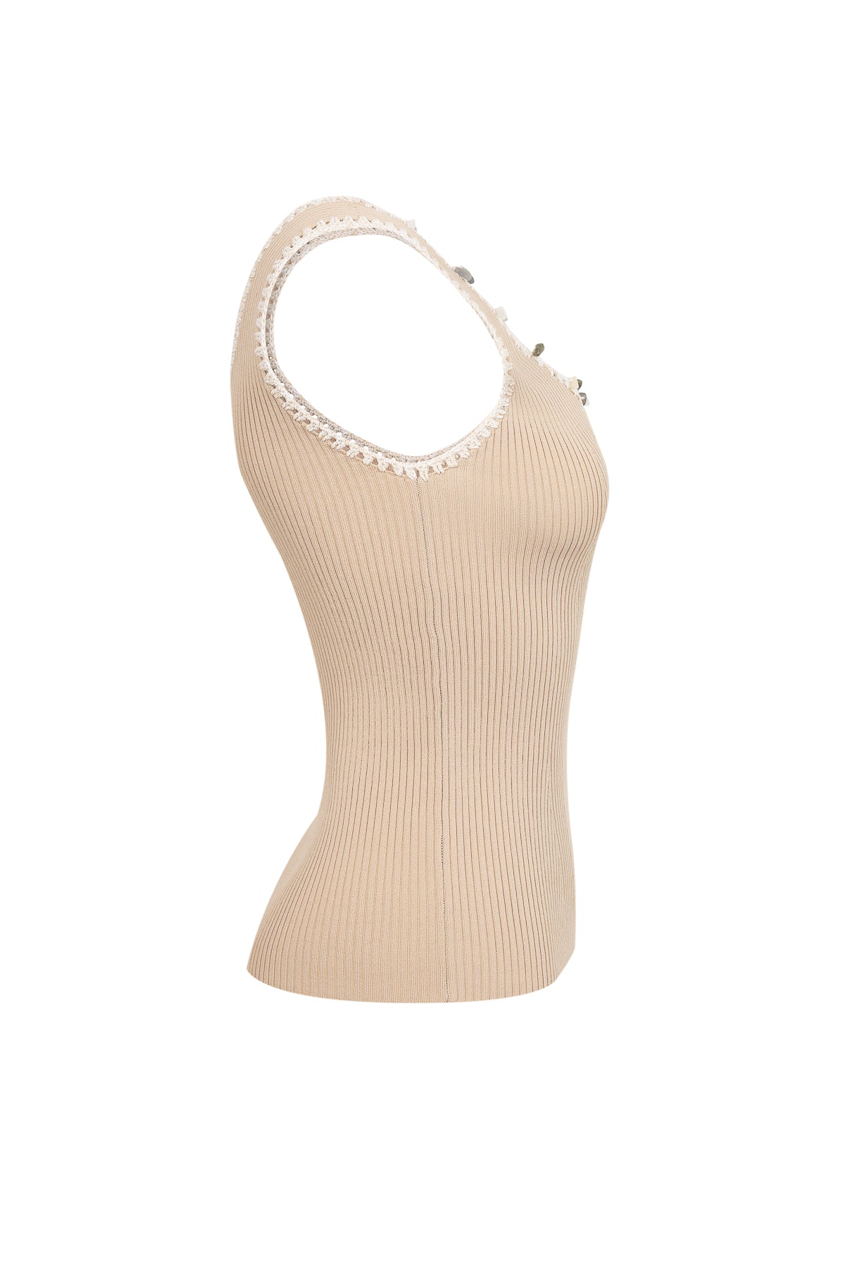 Stone Embellished Knit Tank Top