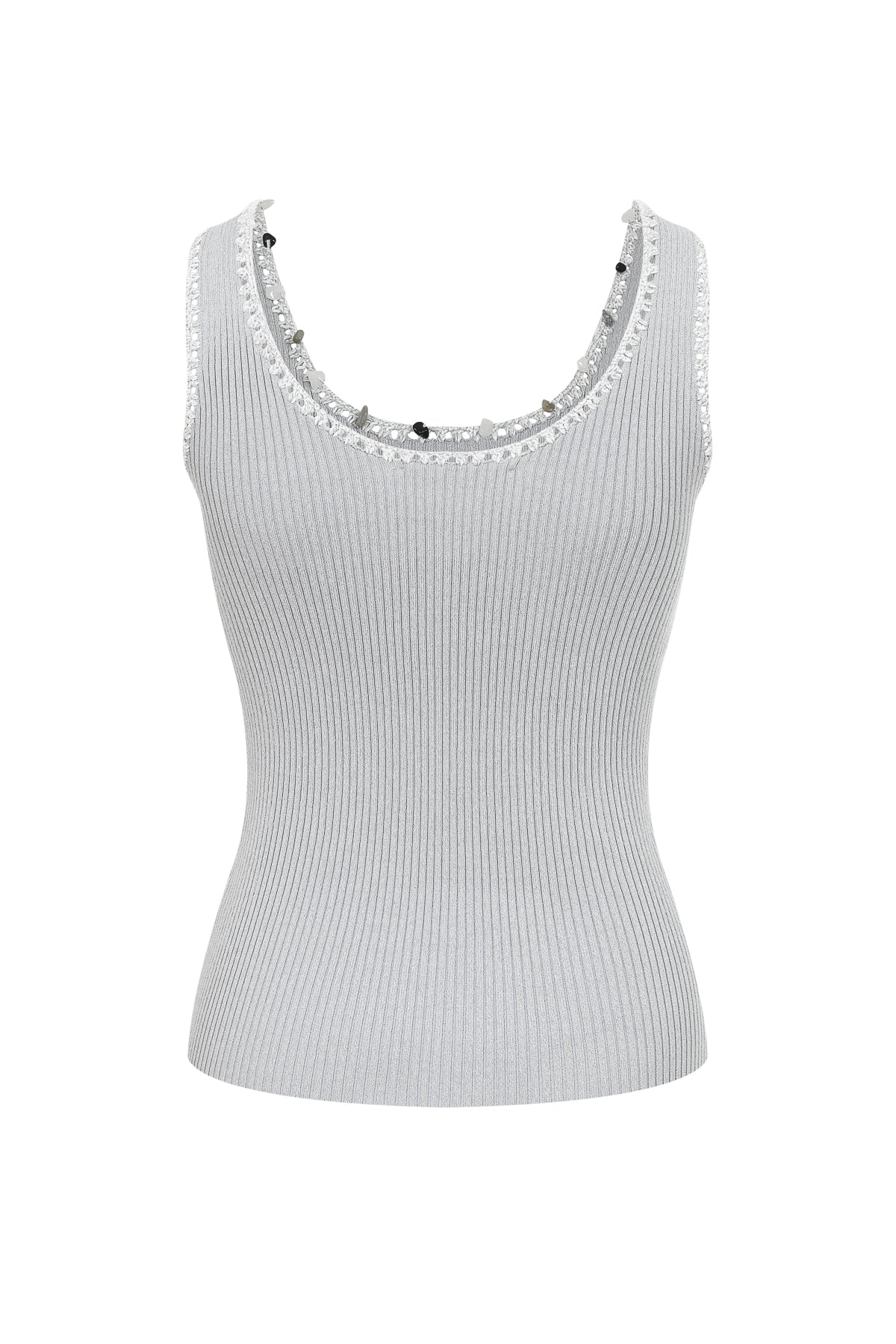 Stone Embellished Knit Tank Top