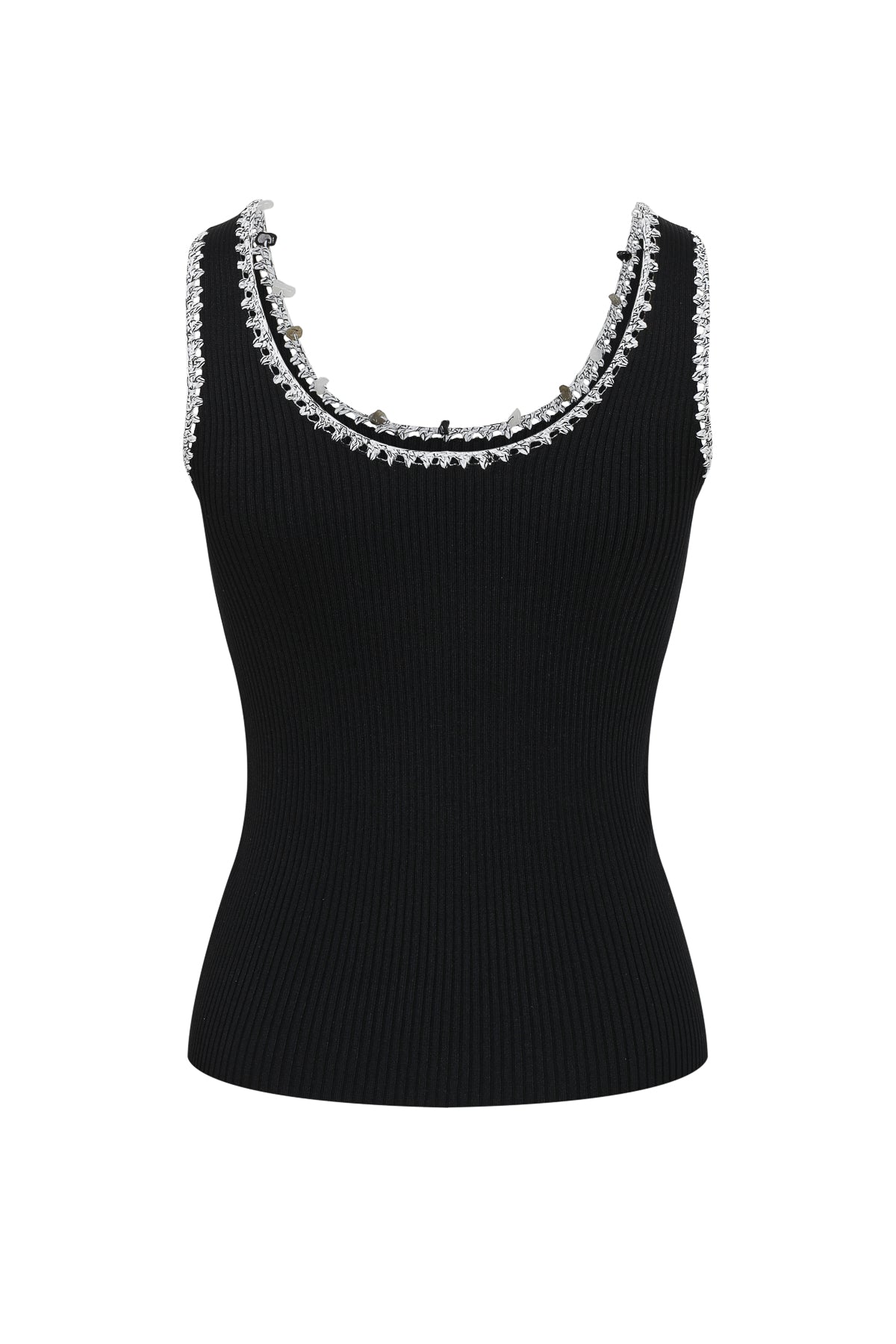 Stone Embellished Knit Tank Top
