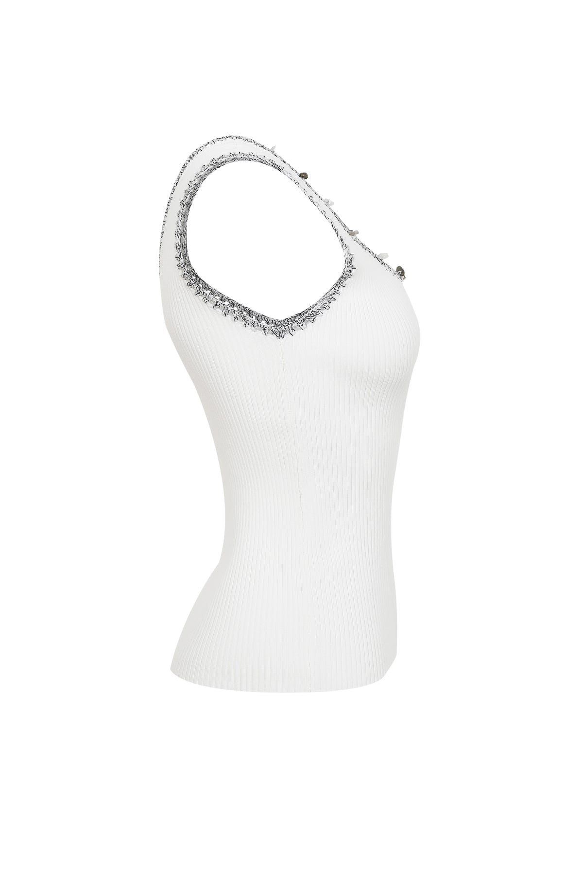 Stone Embellished Knit Tank Top