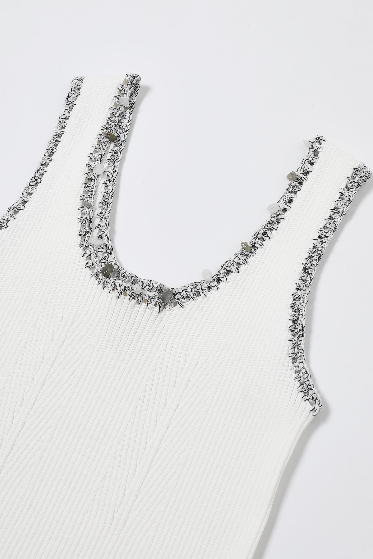 Stone Embellished Knit Tank Top