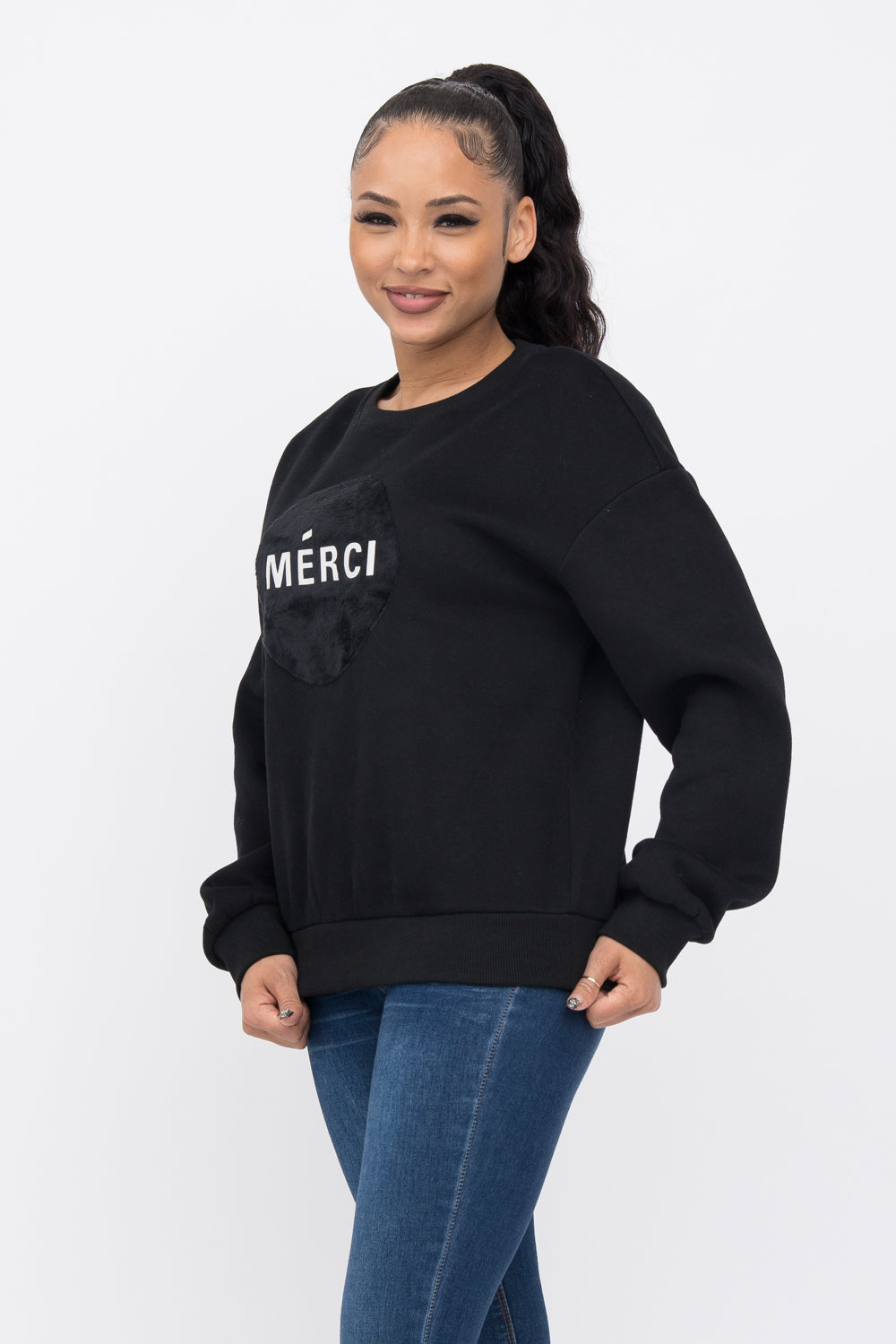 Merci Fleece Sweat Shirt