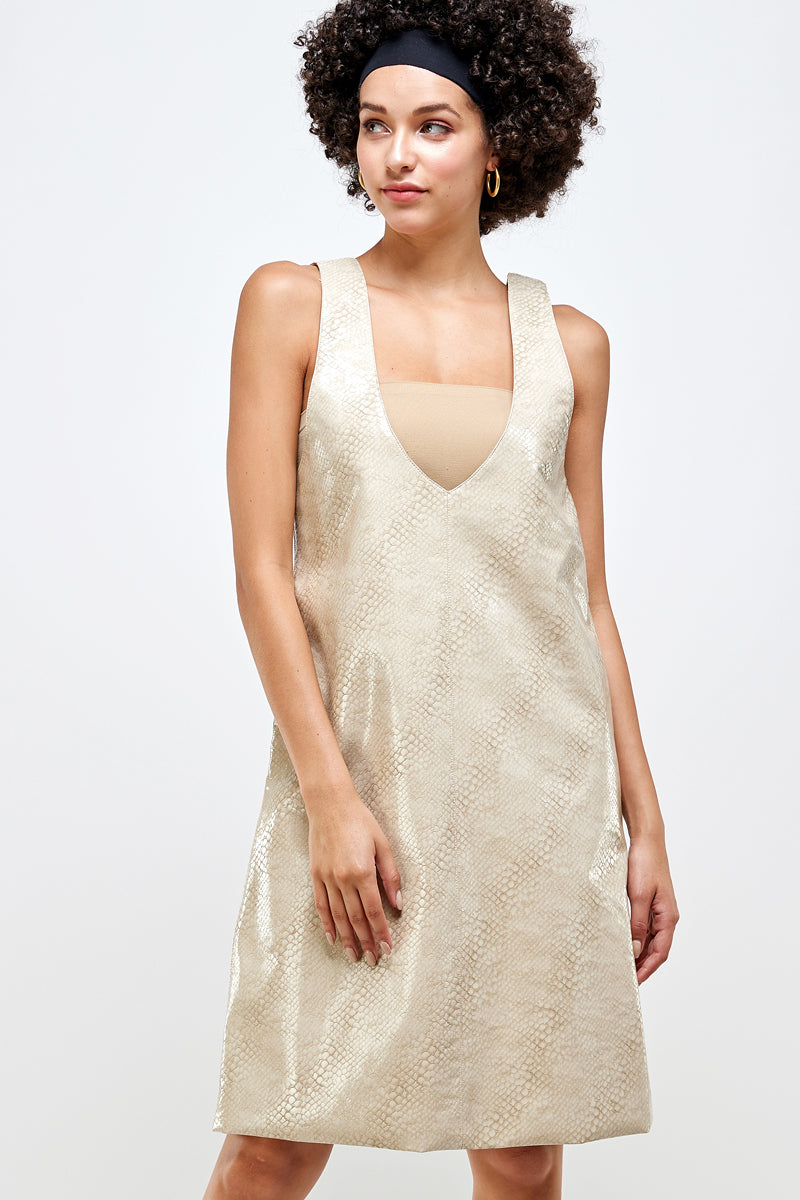 Python Texture Faux Leather Dress