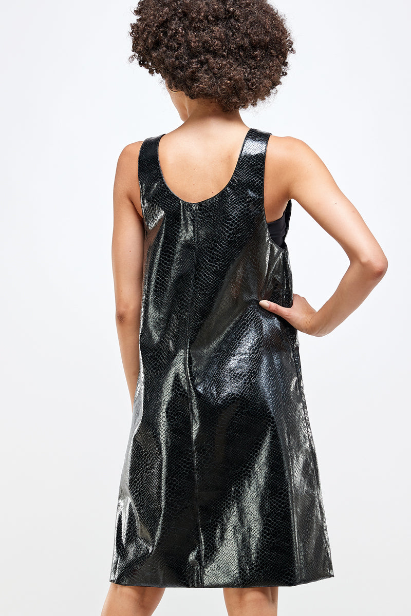 Python Texture Faux Leather Dress