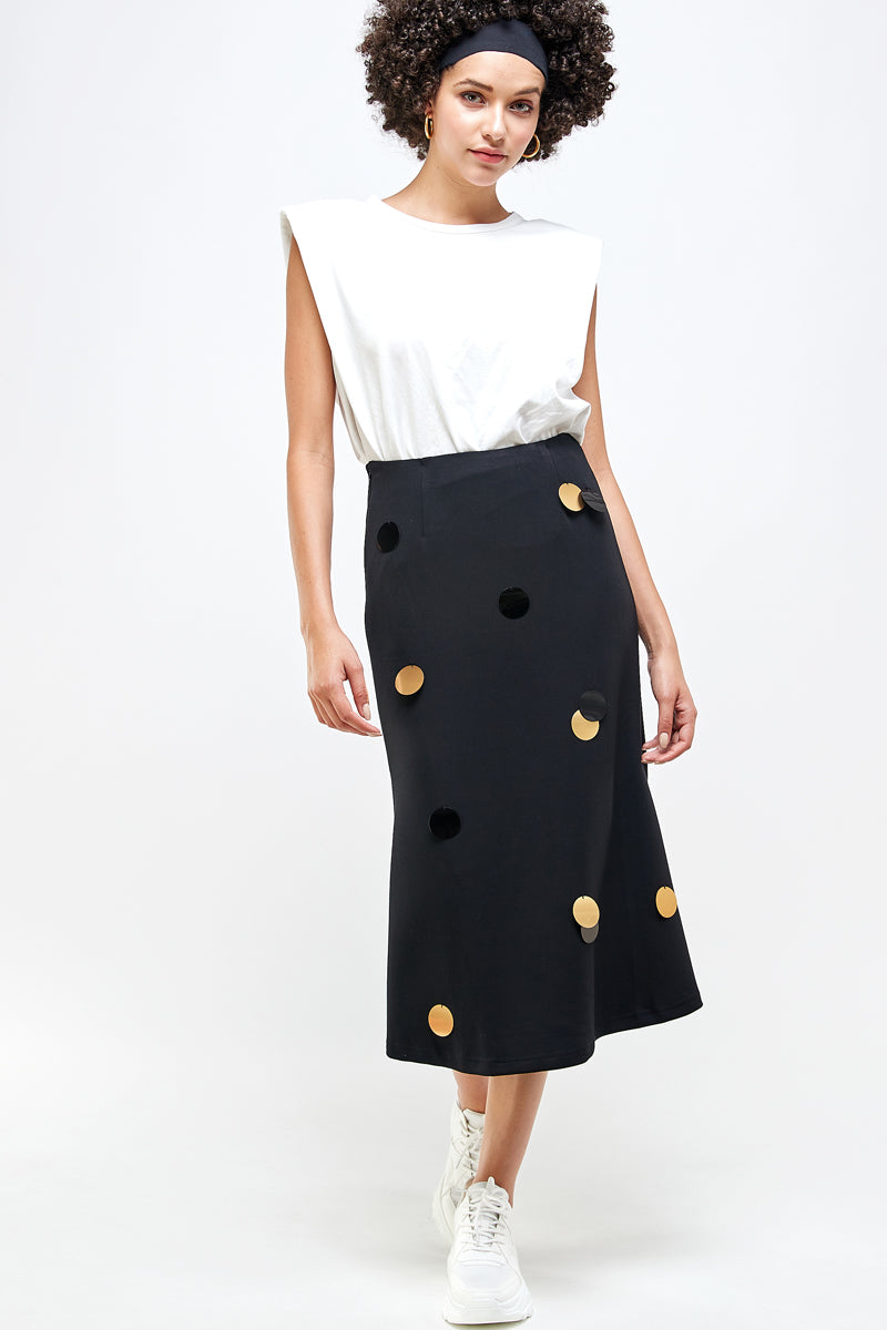 Midi Skirt with Sequin Detail
