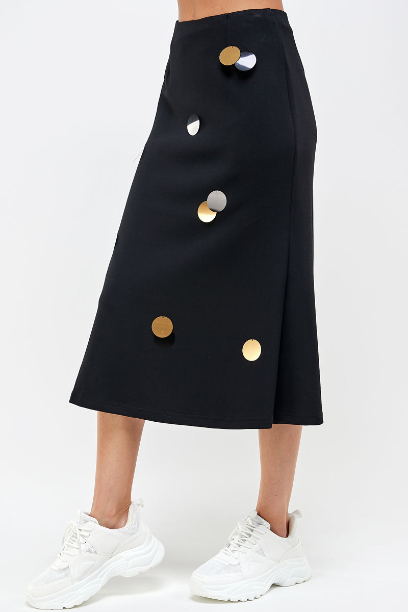 Midi Skirt with Sequin Detail