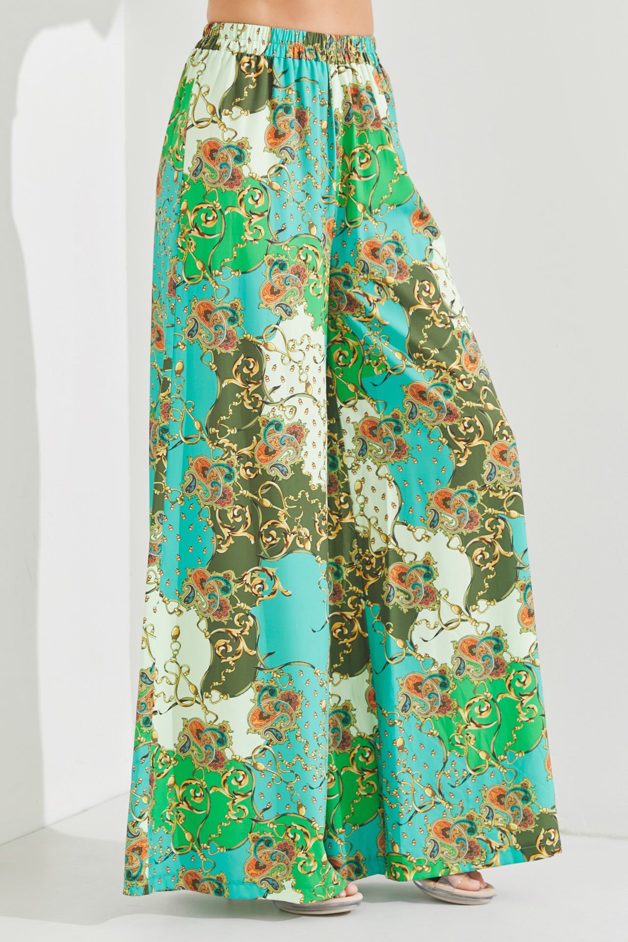 Woven Print 3/4 Sleeve Top and Pants Set