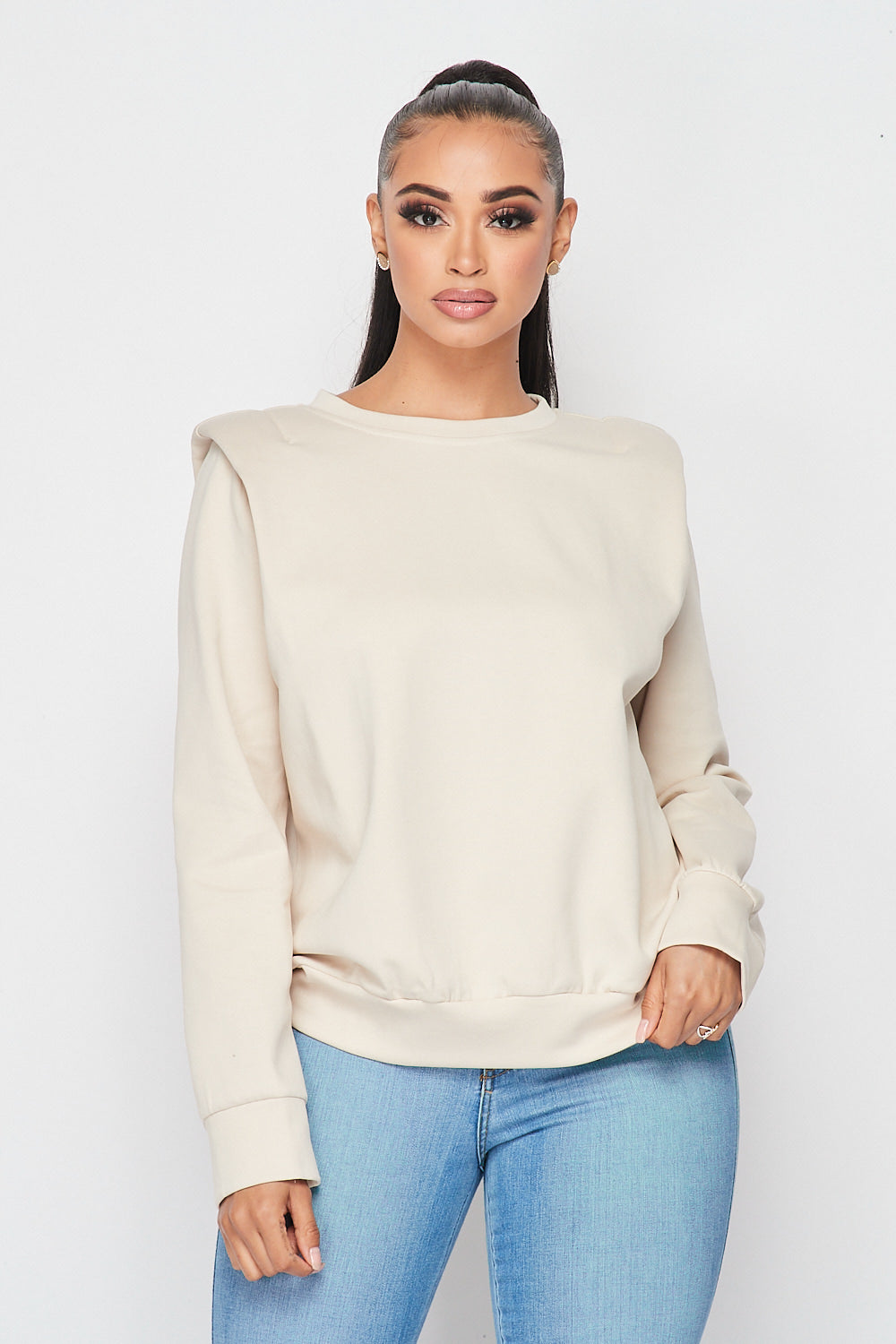 Power Shoulder Long Sleeve Top