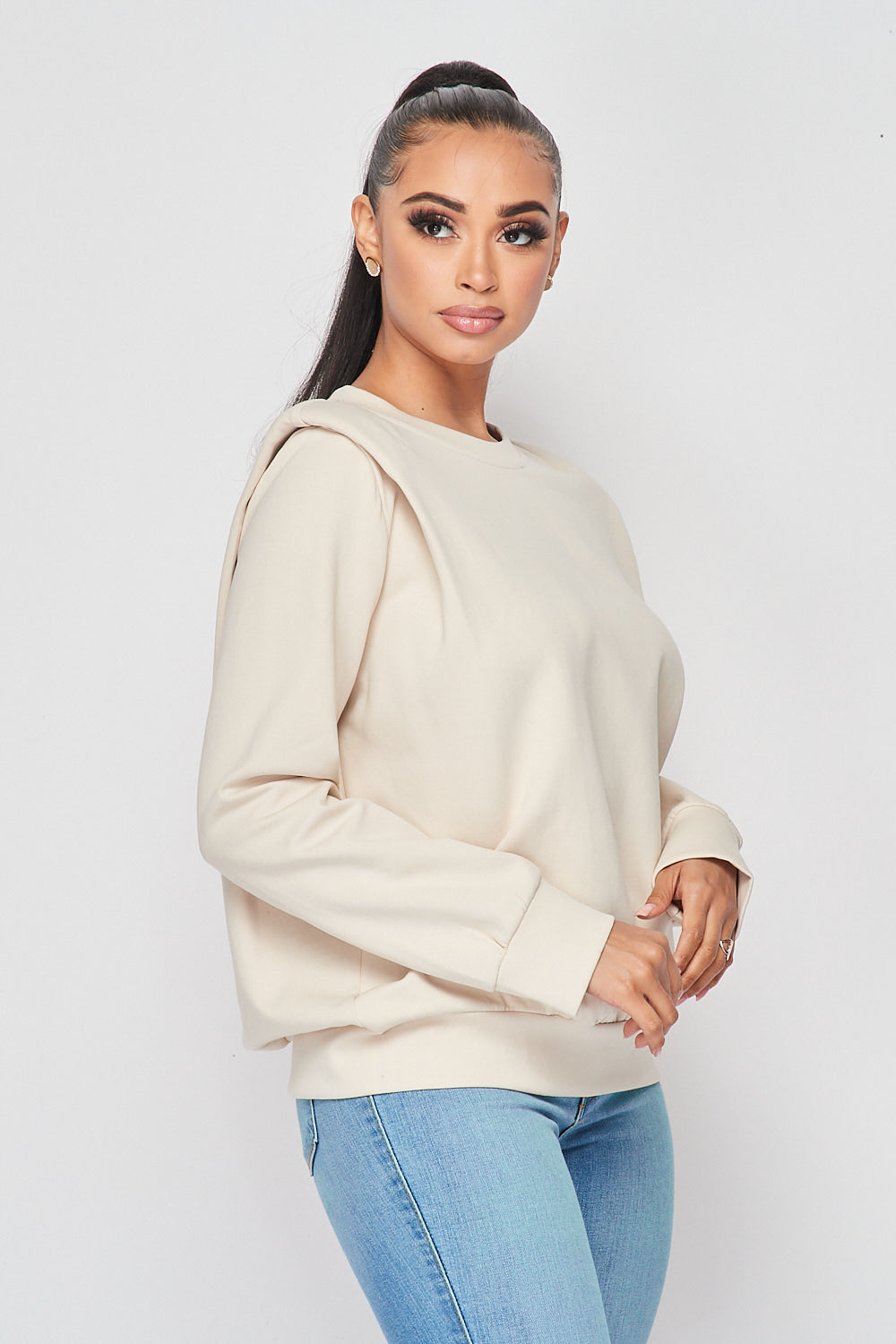 Power Shoulder Long Sleeve Top