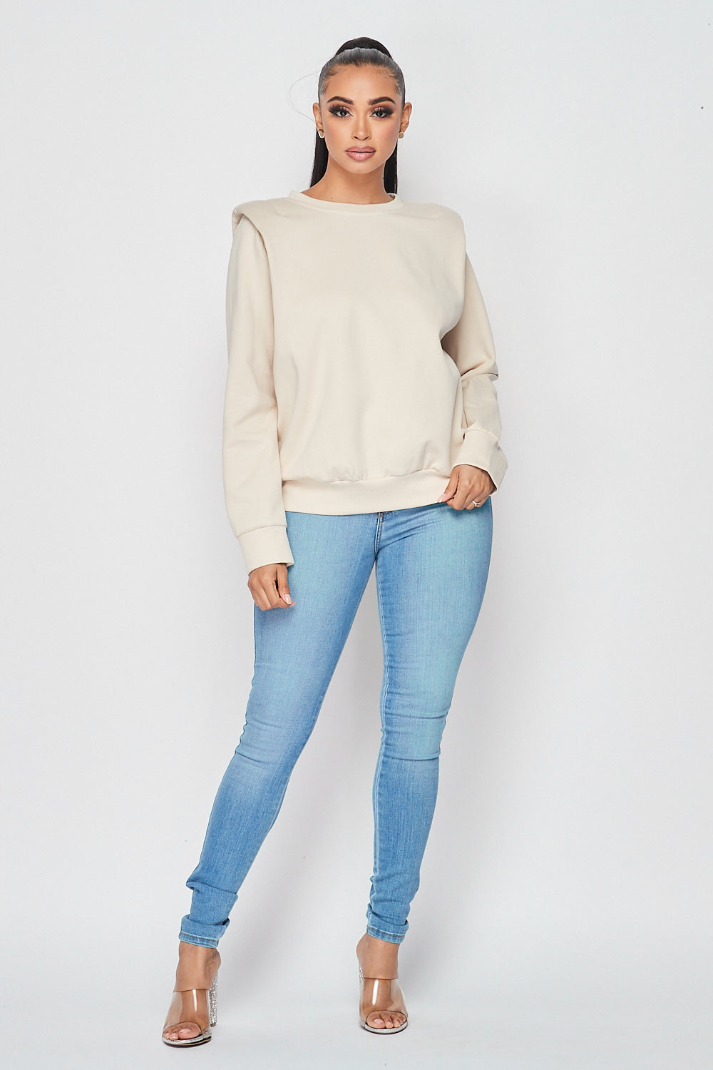 Power Shoulder Long Sleeve Top