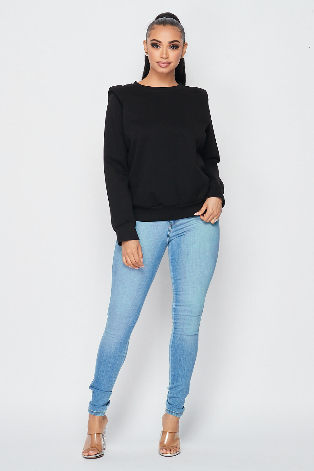Power Shoulder Long Sleeve Top