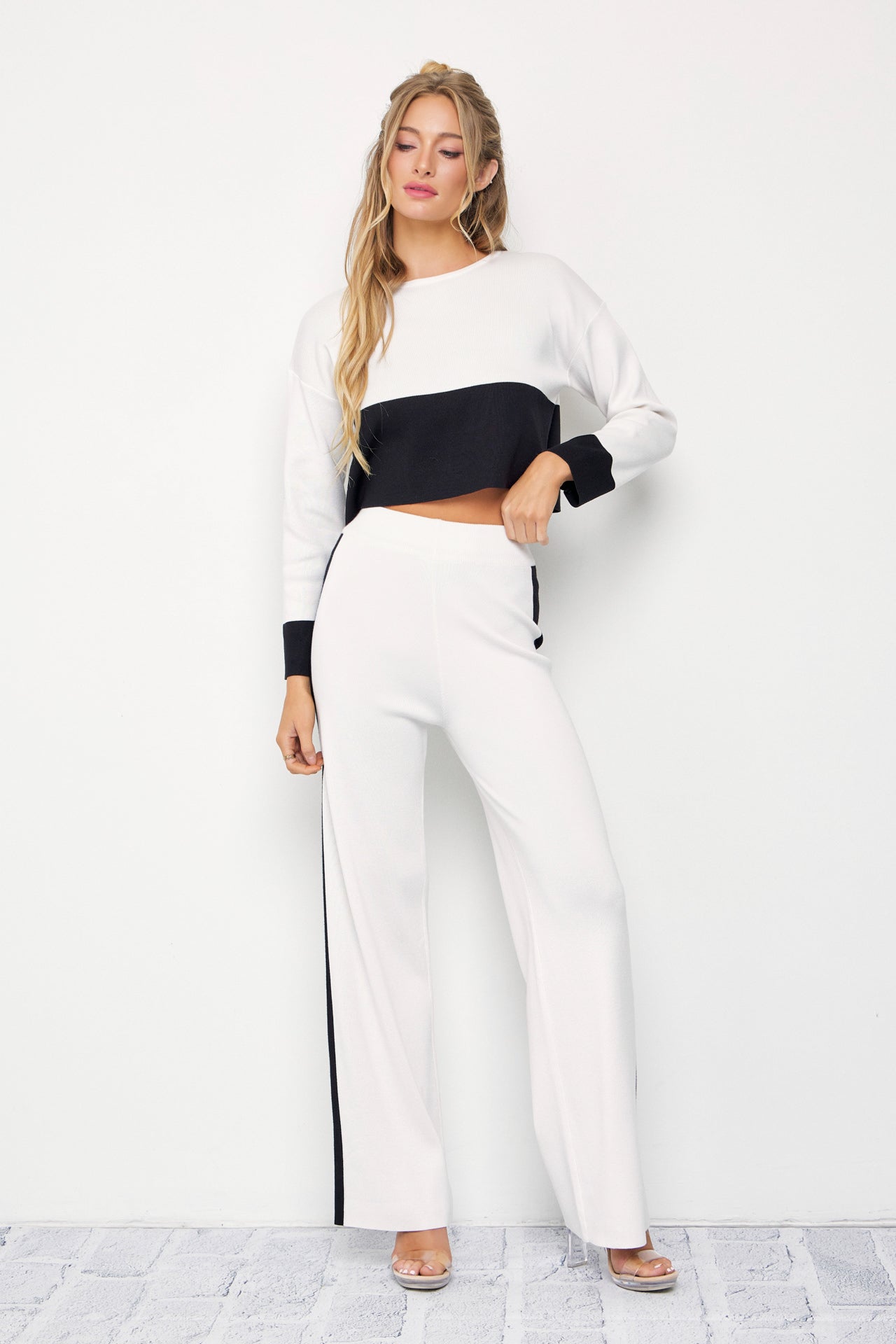 My Favorite Color Block Knit Top & Pants Set