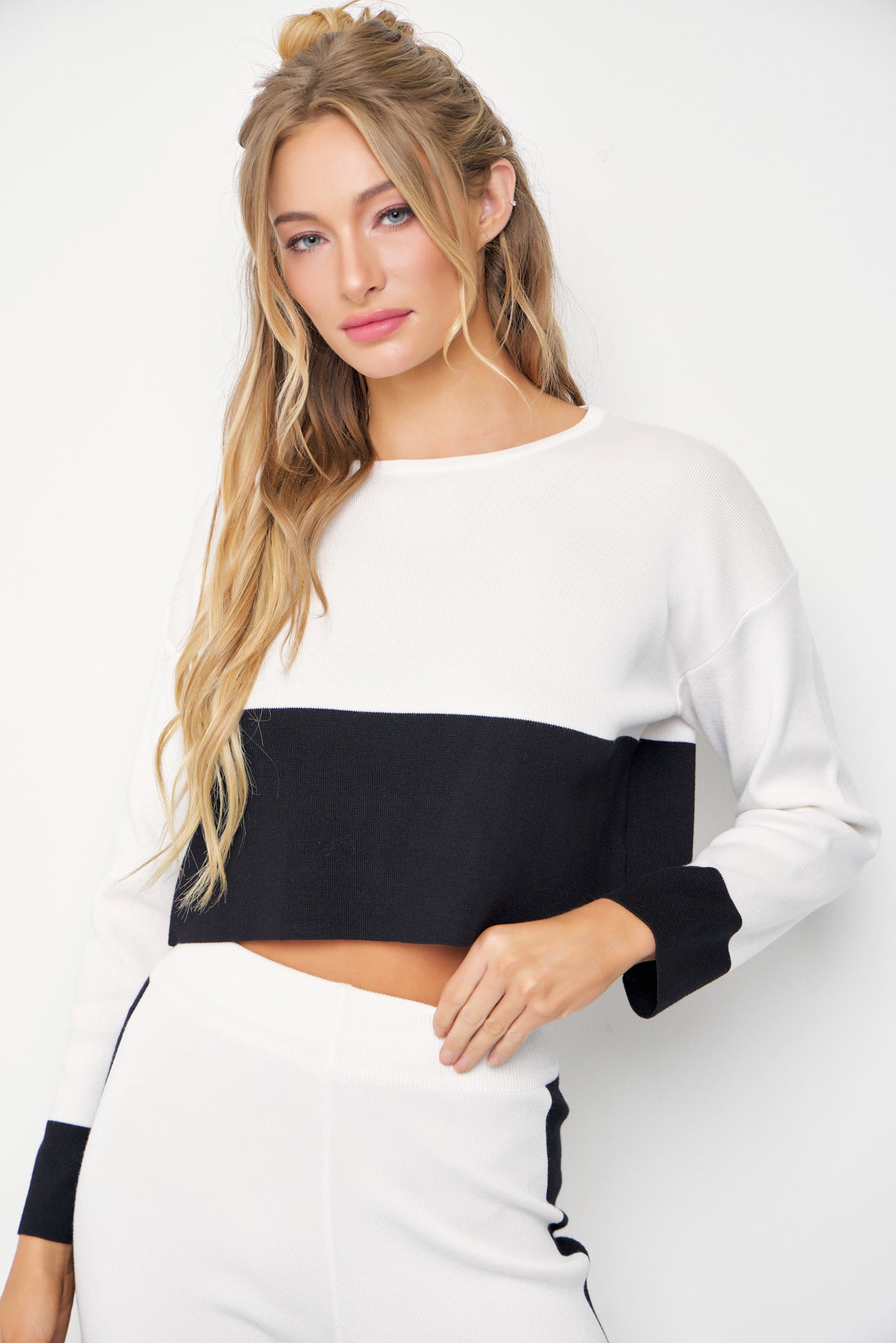 My Favorite Color Block Knit Top & Pants Set