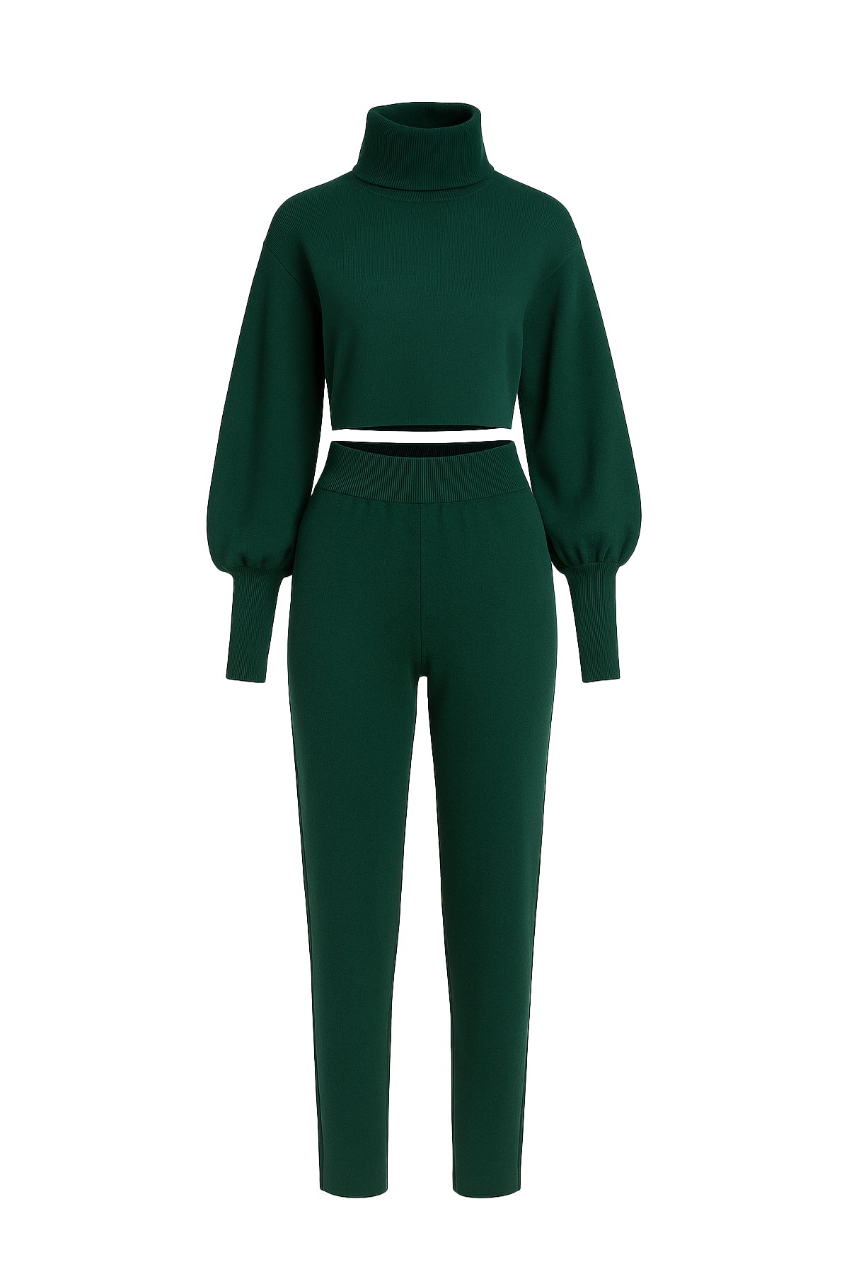 Turtle Neck Knit Top & Bottom Set
