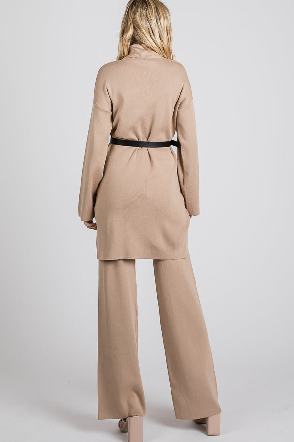 Knit Asymmetrical Top and Pants Set