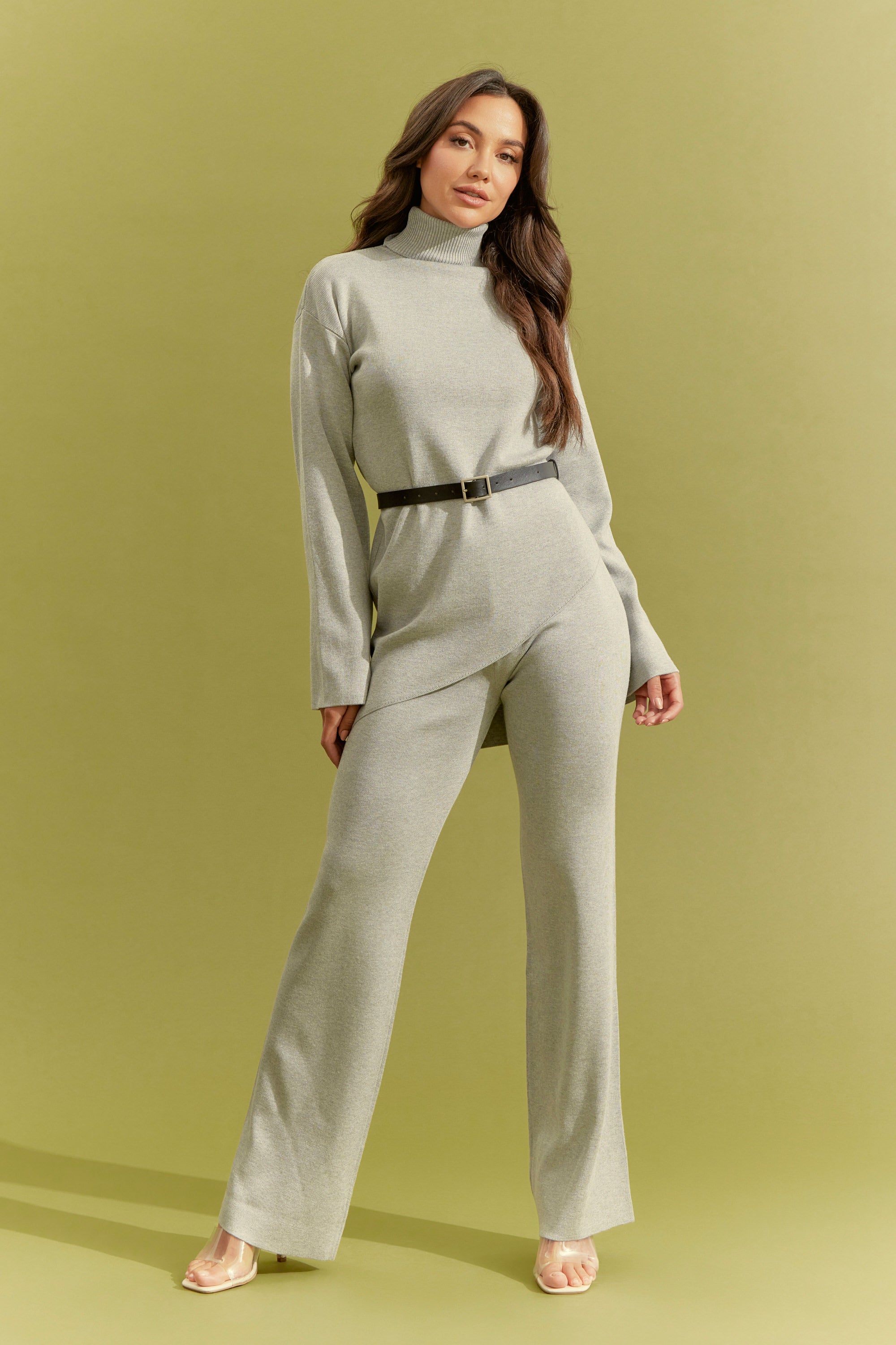 Knit Asymmetrical Top and Pants Set