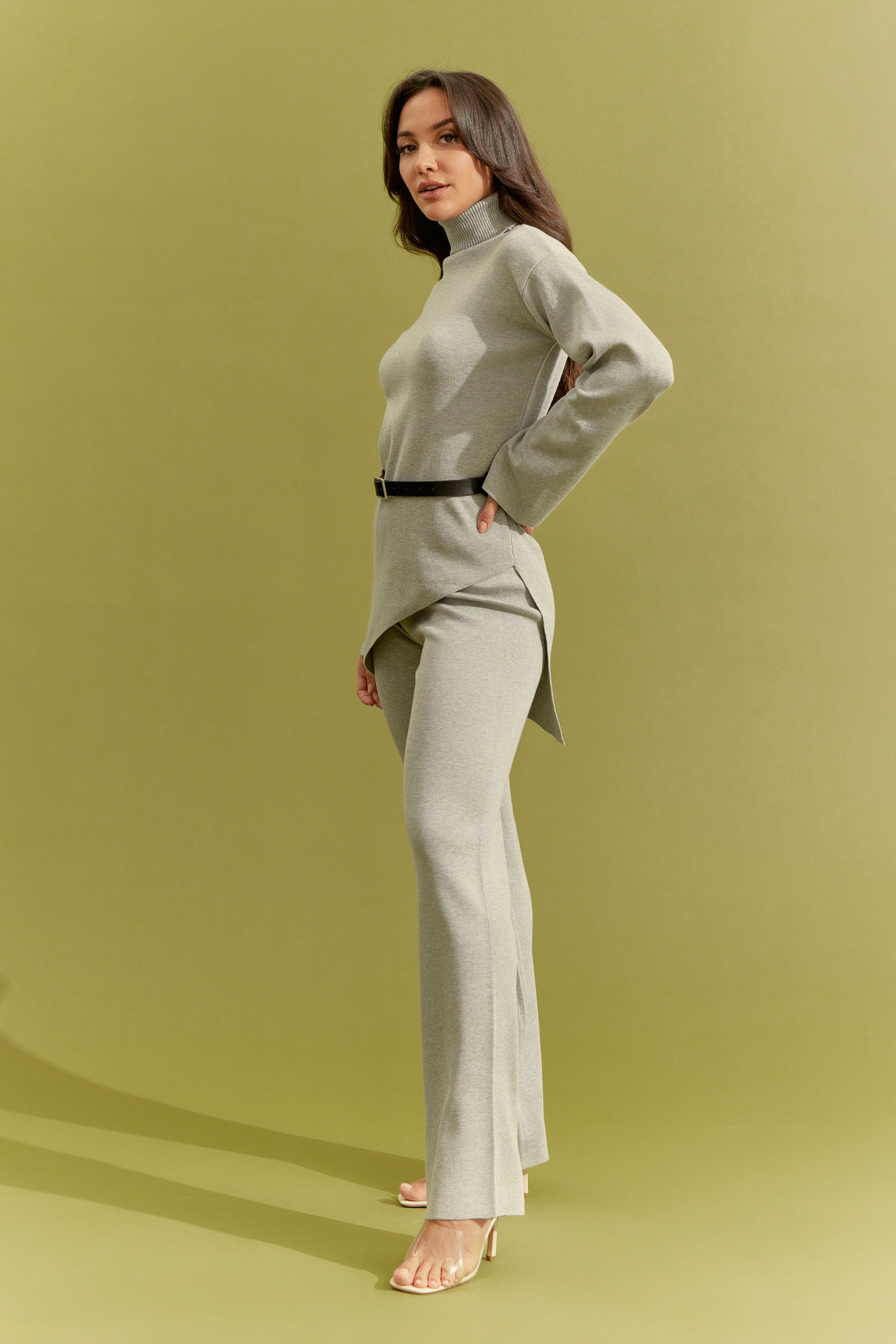 Knit Asymmetrical Top and Pants Set
