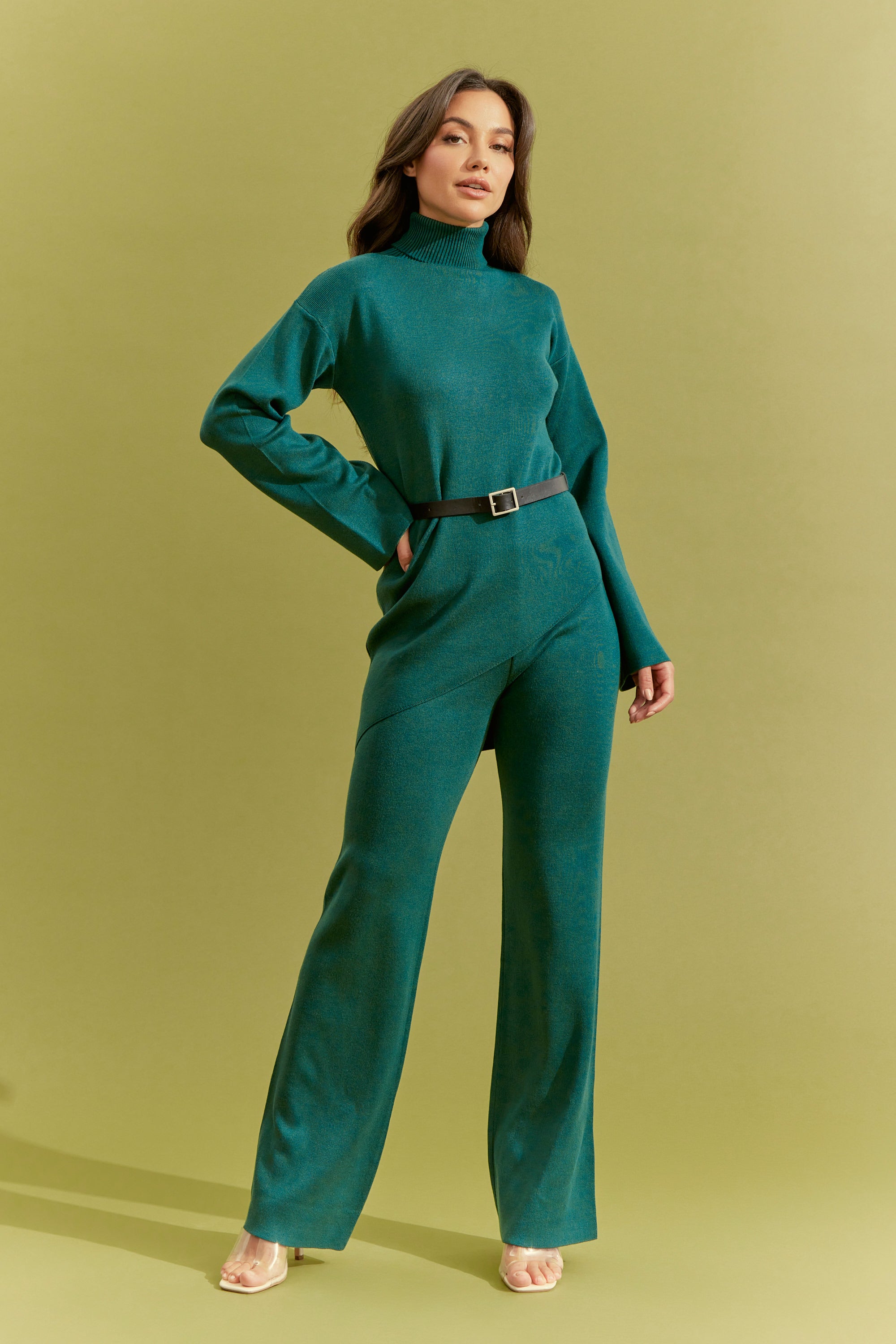 Knit Asymmetrical Top and Pants Set