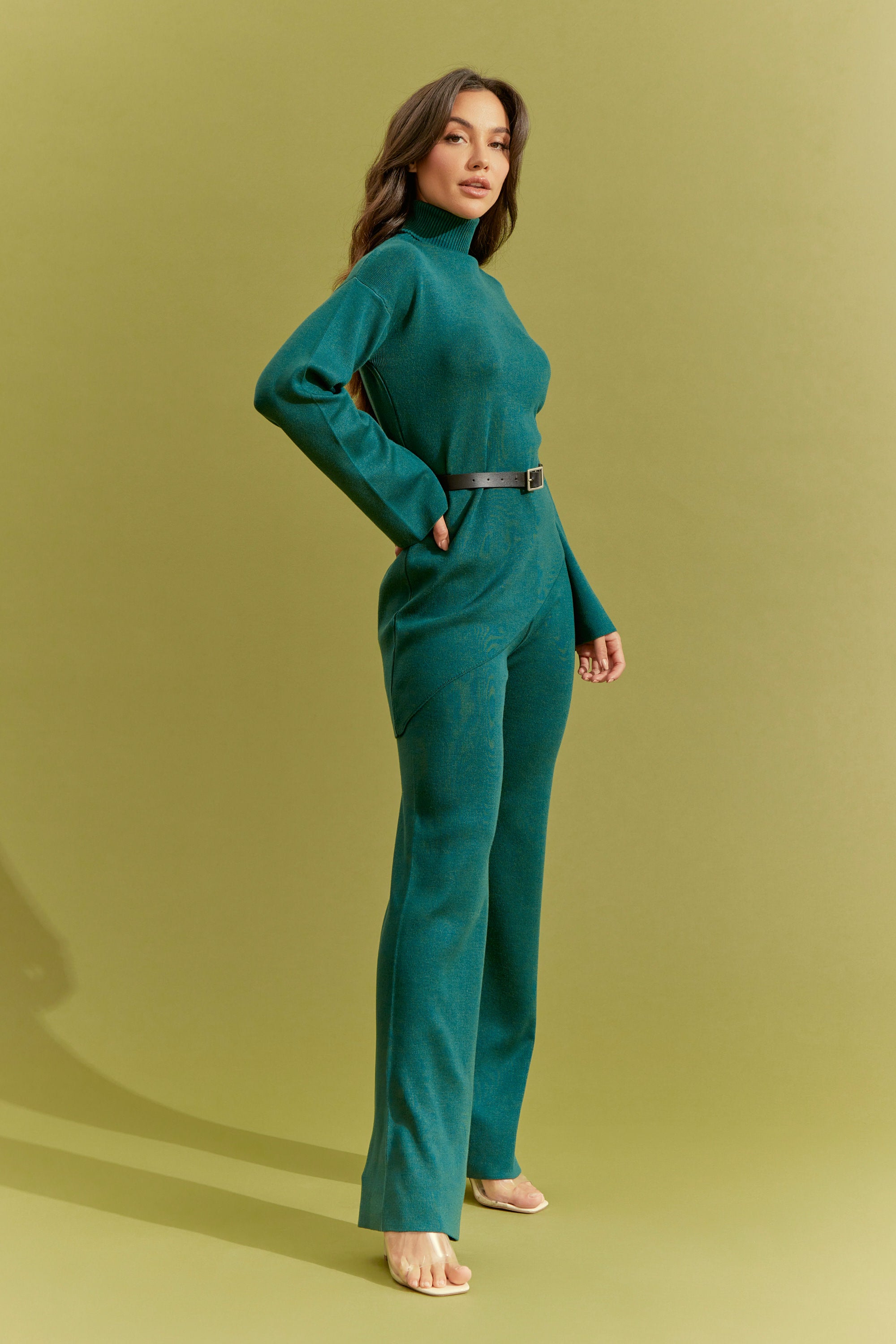 Knit Asymmetrical Top and Pants Set