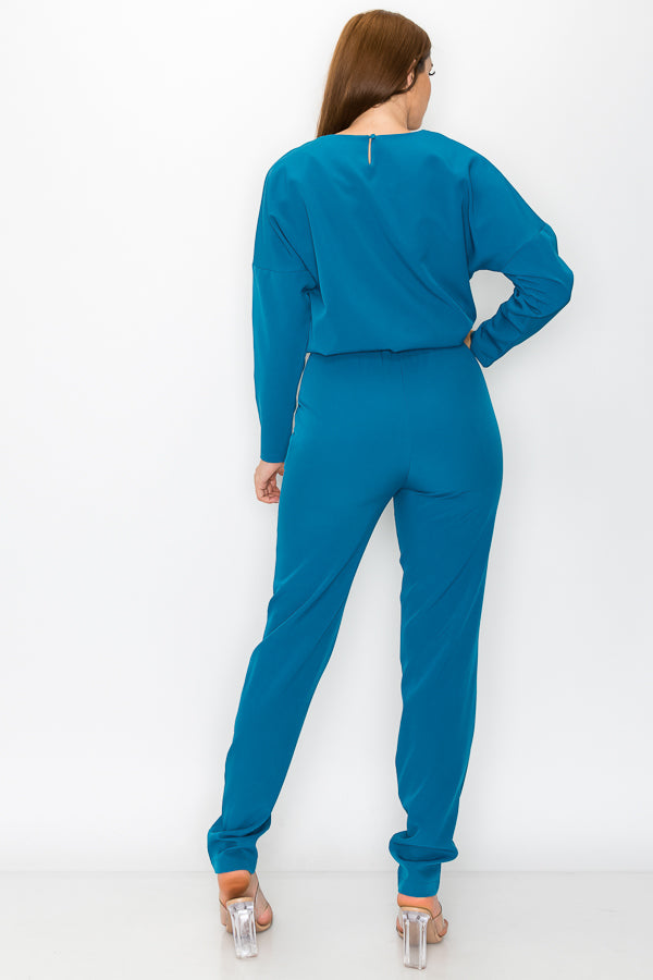 Solid Crop Top and Pants Set