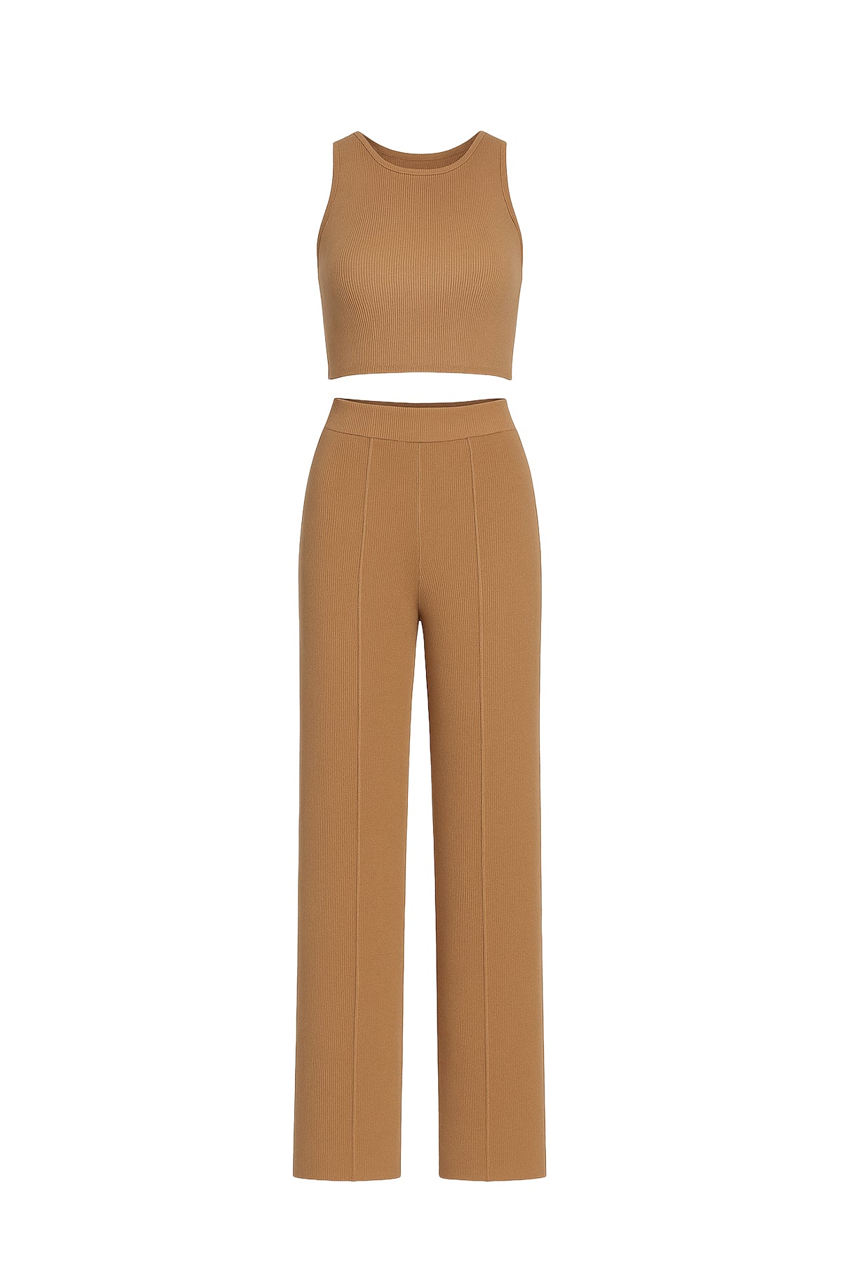 Solid Sleeveless Two Pieces Set